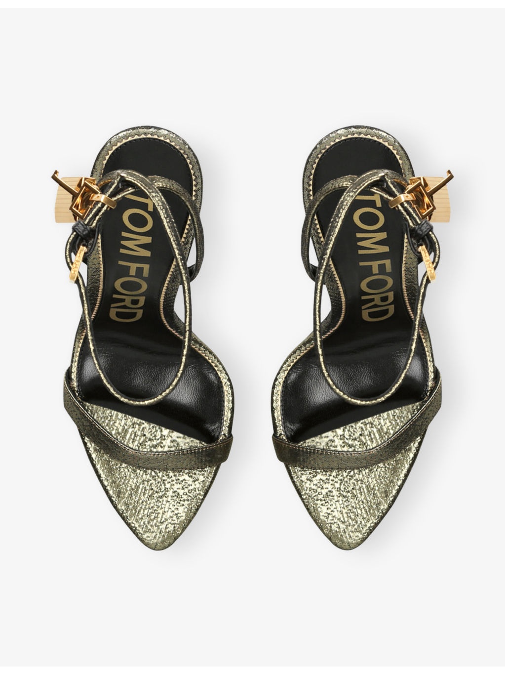 Padlock 105 Metallic-Leather Heeled Sandals - 2