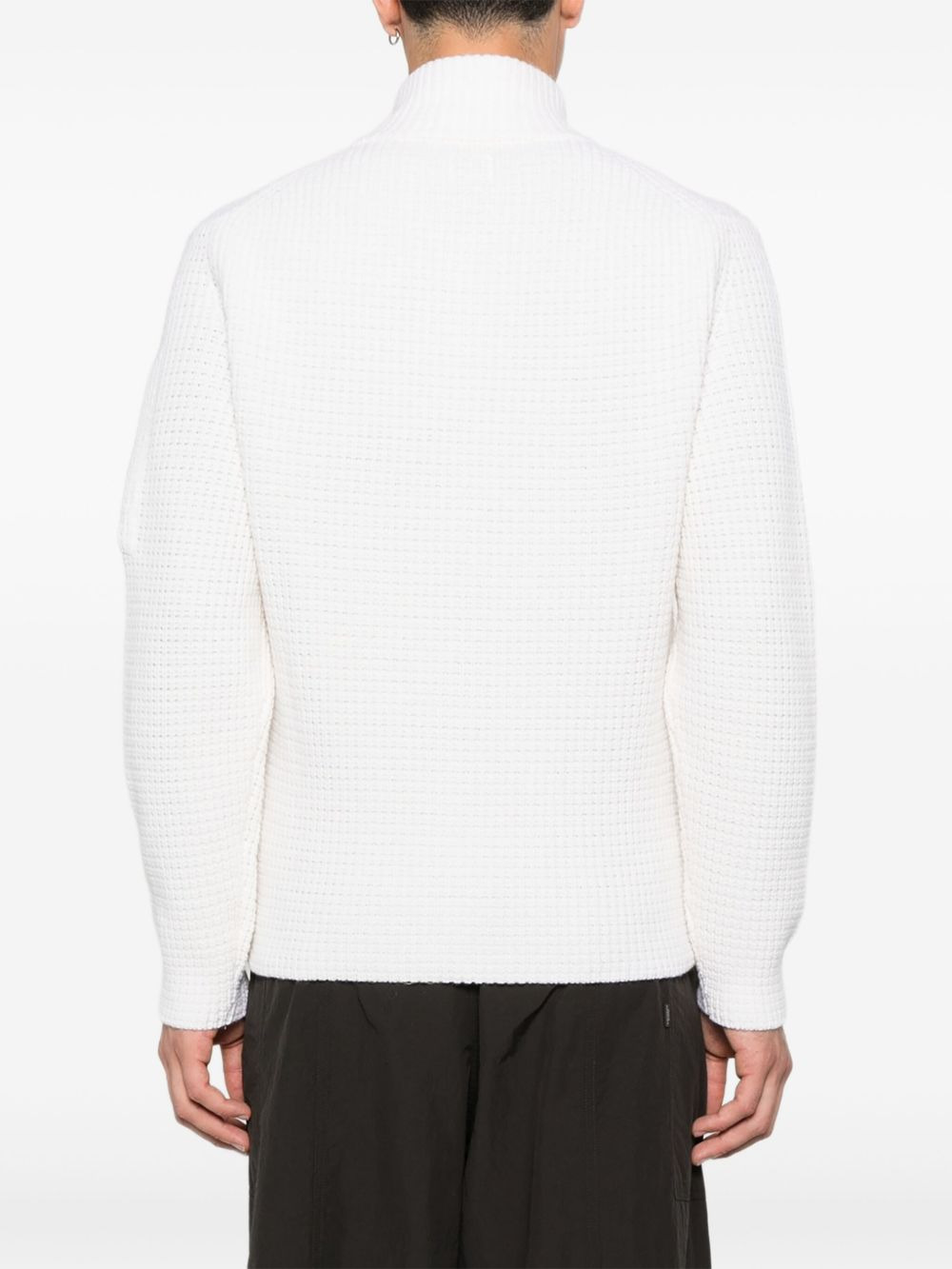 zip-front waffle-knit cardigan - 4