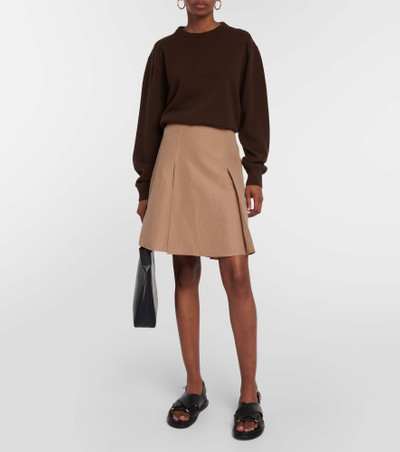 Vince Pleated cotton-blend miniskirt outlook