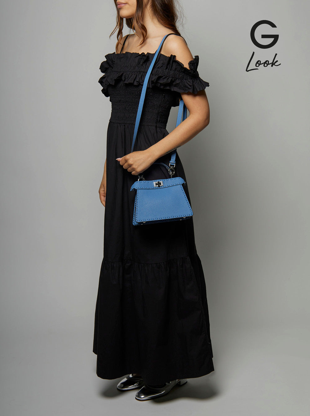 Fendi Women 'Peekaboo Iseeu Petite' Blue Handbag With Twist Lock Closure In Full-Grain Leather Woman - 6