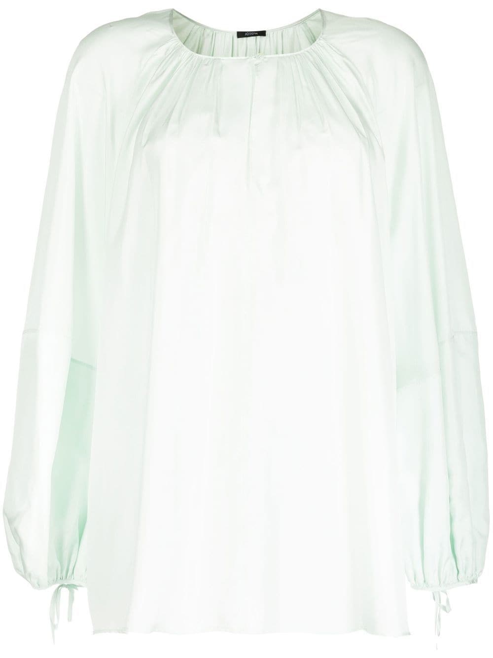 gathered-neck silk blouse - 1