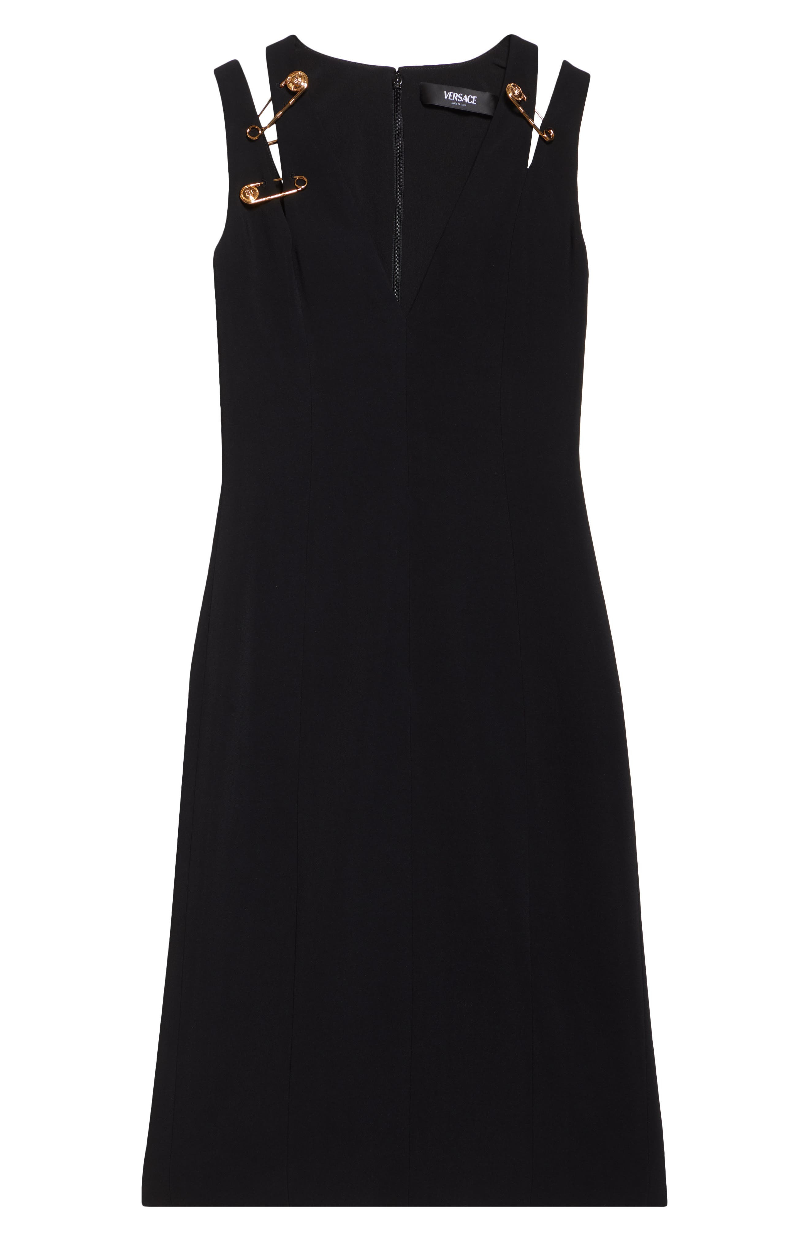 Versace Safety Pin Cady Sheath Dress in Black at Nordstrom - 5