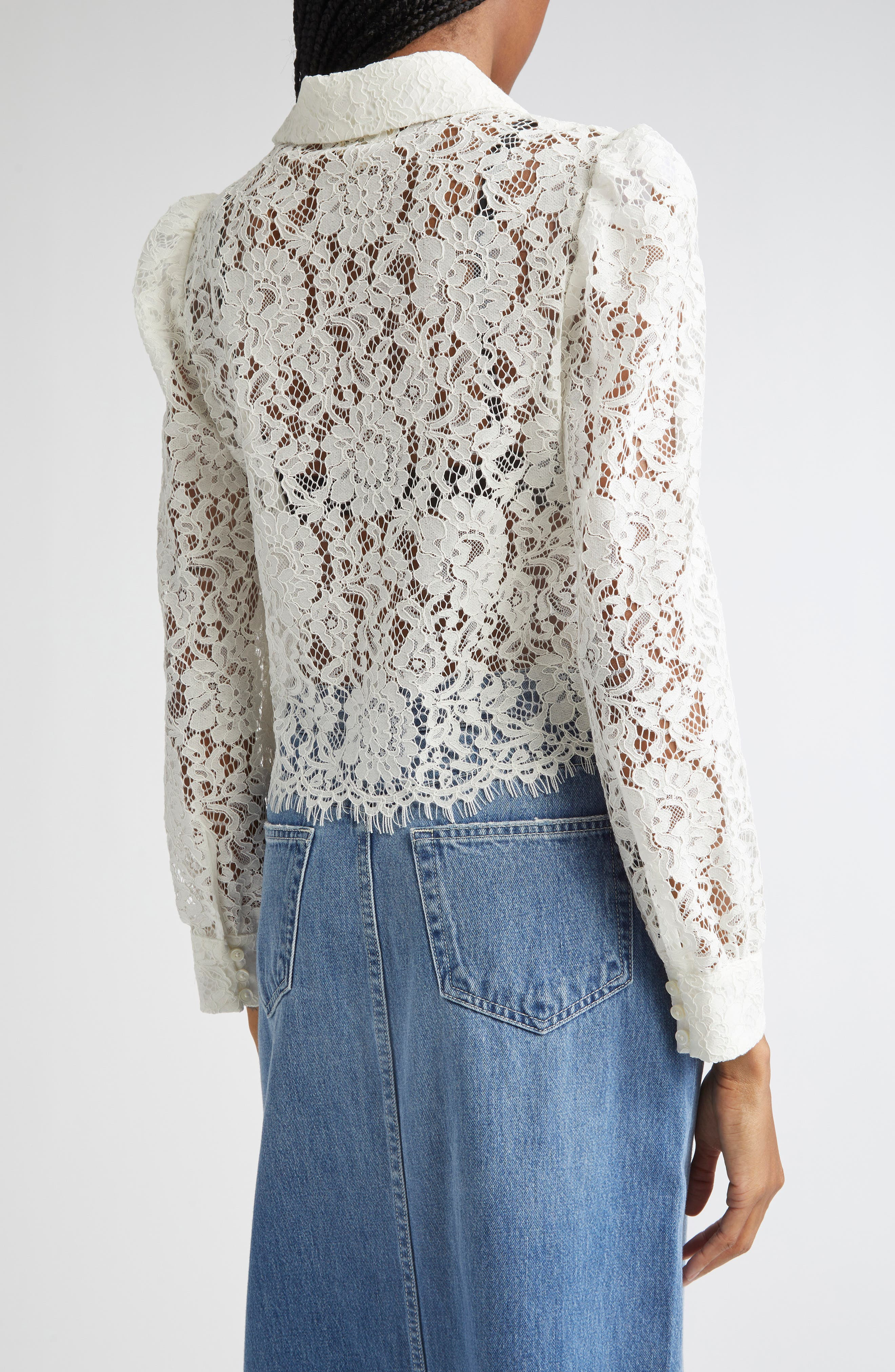L'AGENCE Anita Lace Shirt in Ivory at Nordstrom - 2
