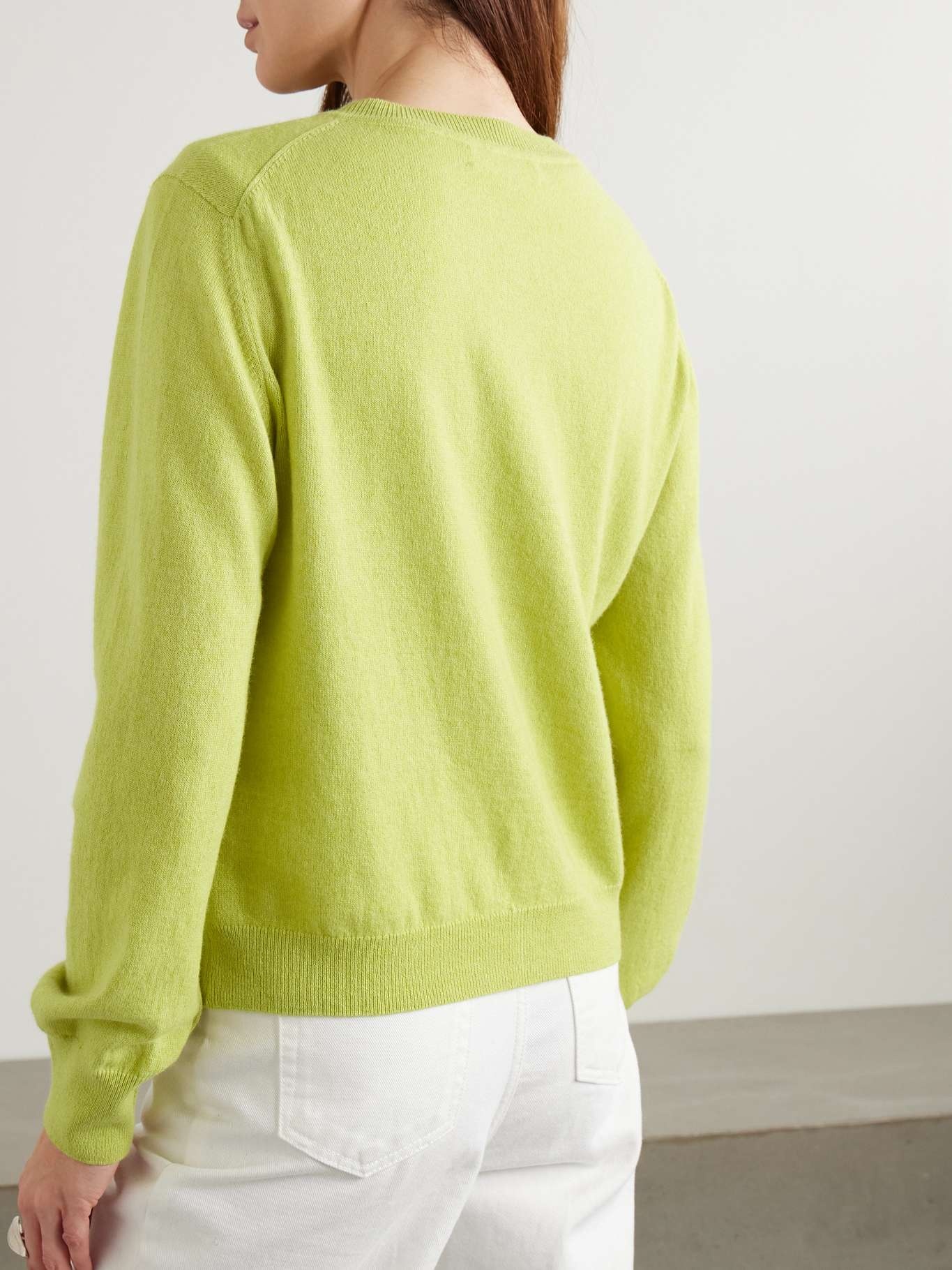 Enya cashmere and cotton-blend cardigan Lime green - 3