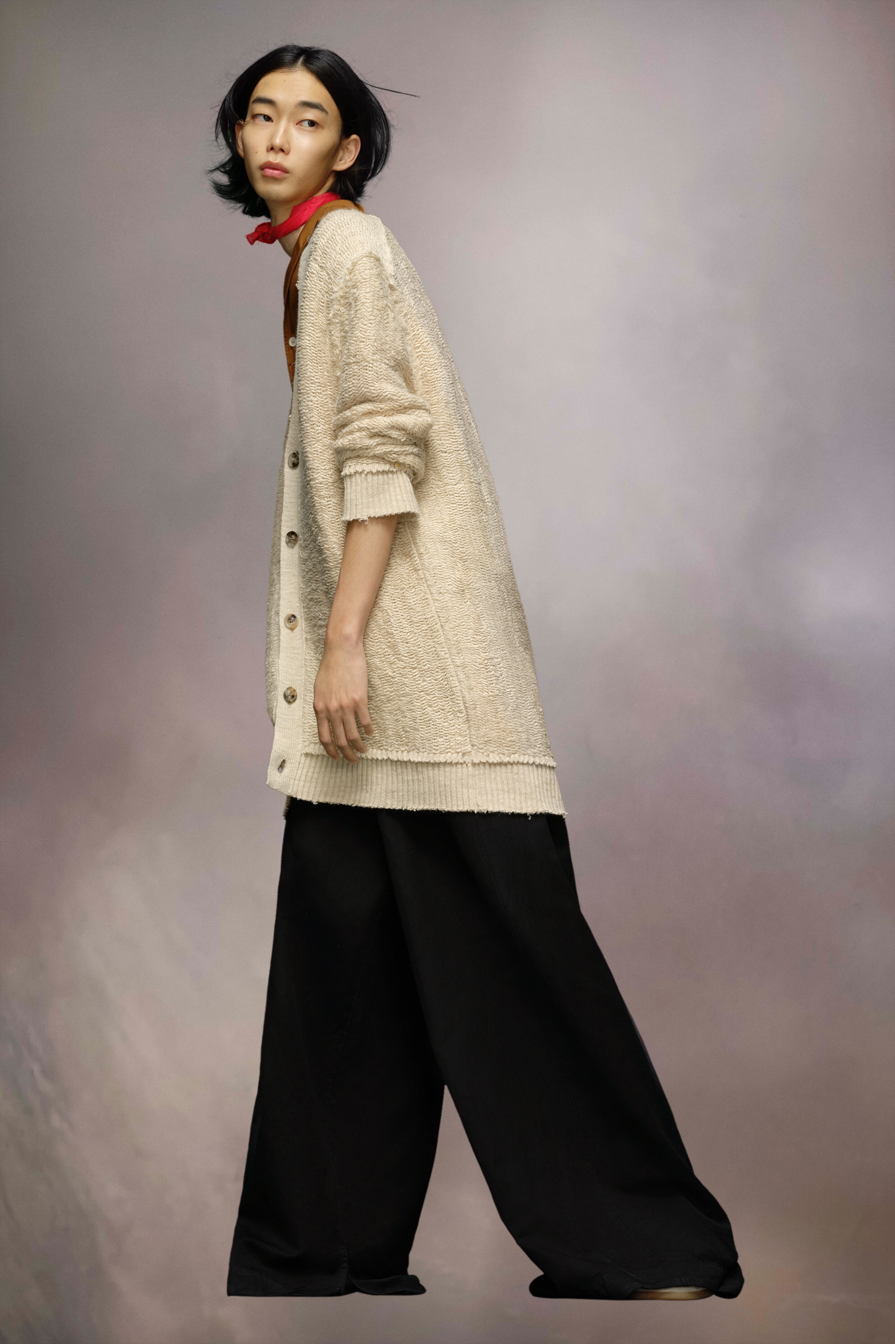 Raw woven knit cardigan - 3