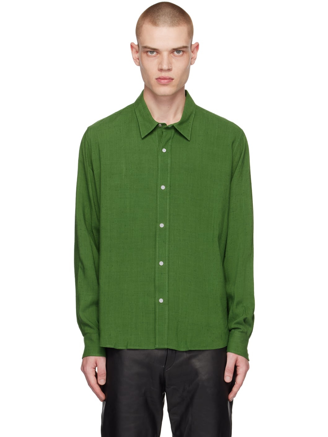 Green Press-Stud Shirt - 1