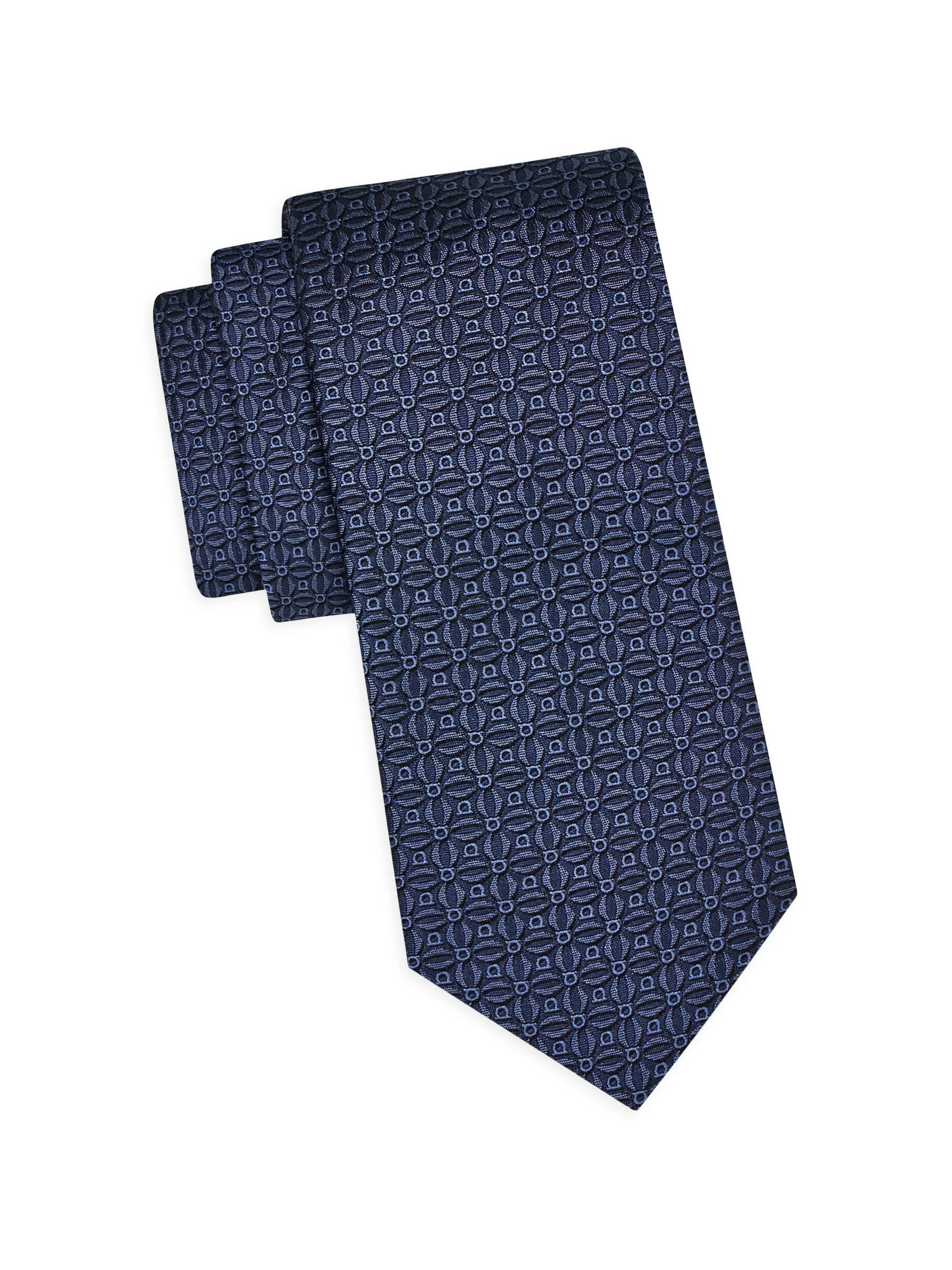 Men's Garbo Gancini Jacquard Silk Tie - Navy - 1