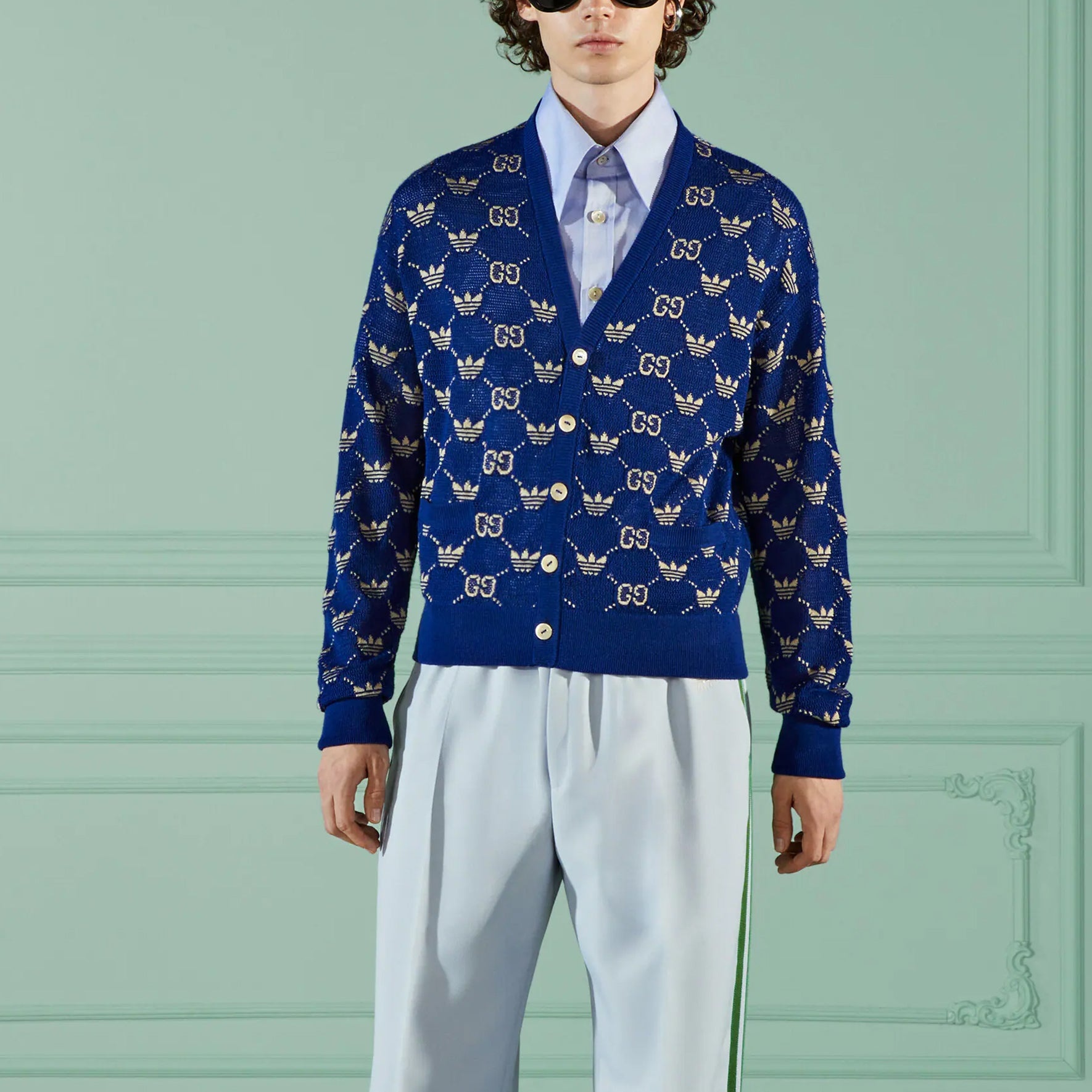 Gucci x adidas GG Trefoil Cardigan 'Blue' 700474-XKCD0-4753 - 3