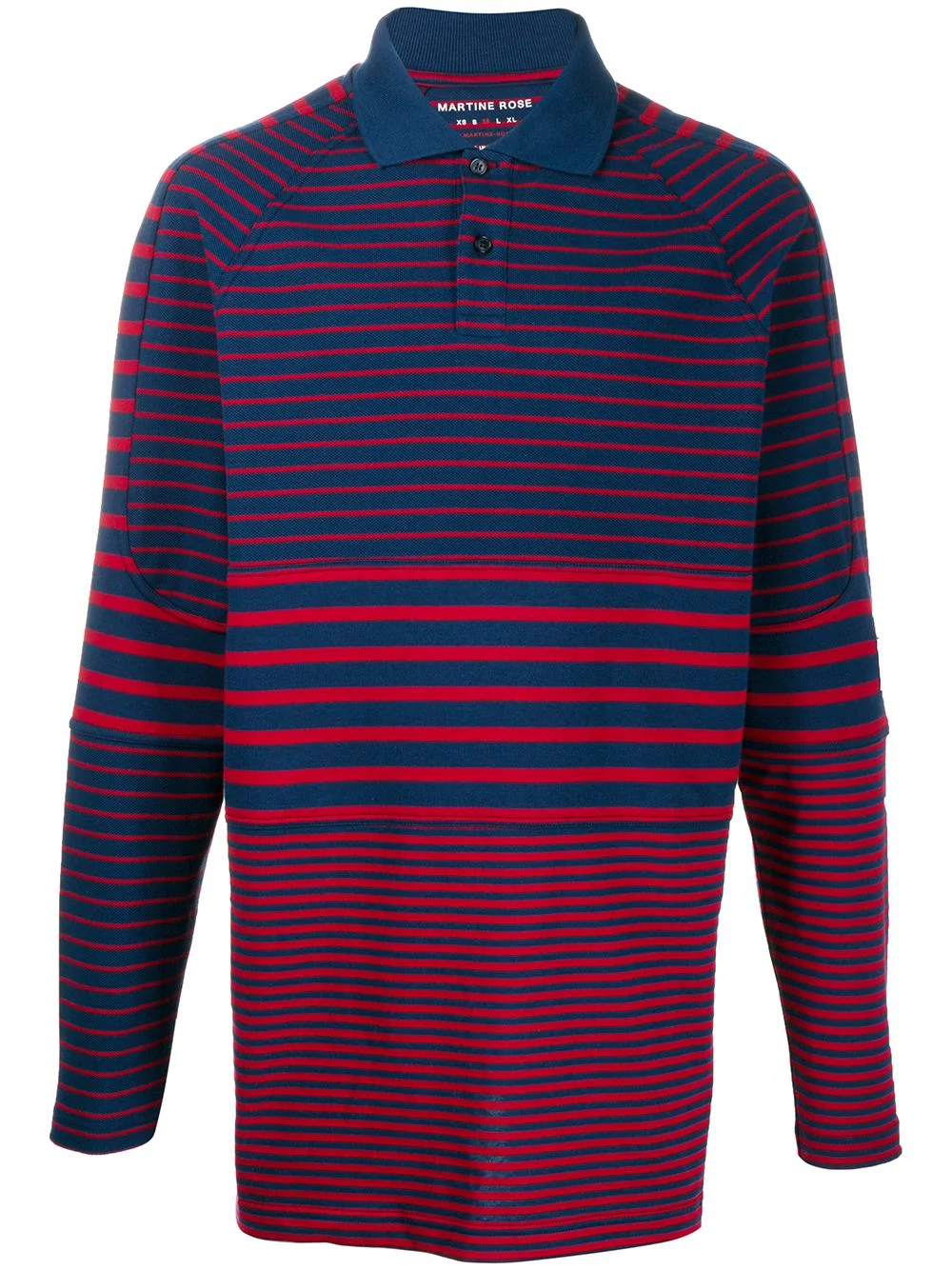 PANELLED POLO TOP - RED STRIPES - 1