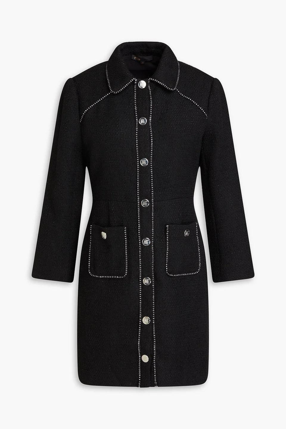 Chain-embellished tweed mini dress - 1