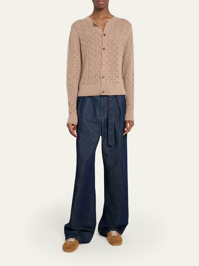 Dries Van Noten Men's Poly-Blend Openwork Cardigan Sweater outlook