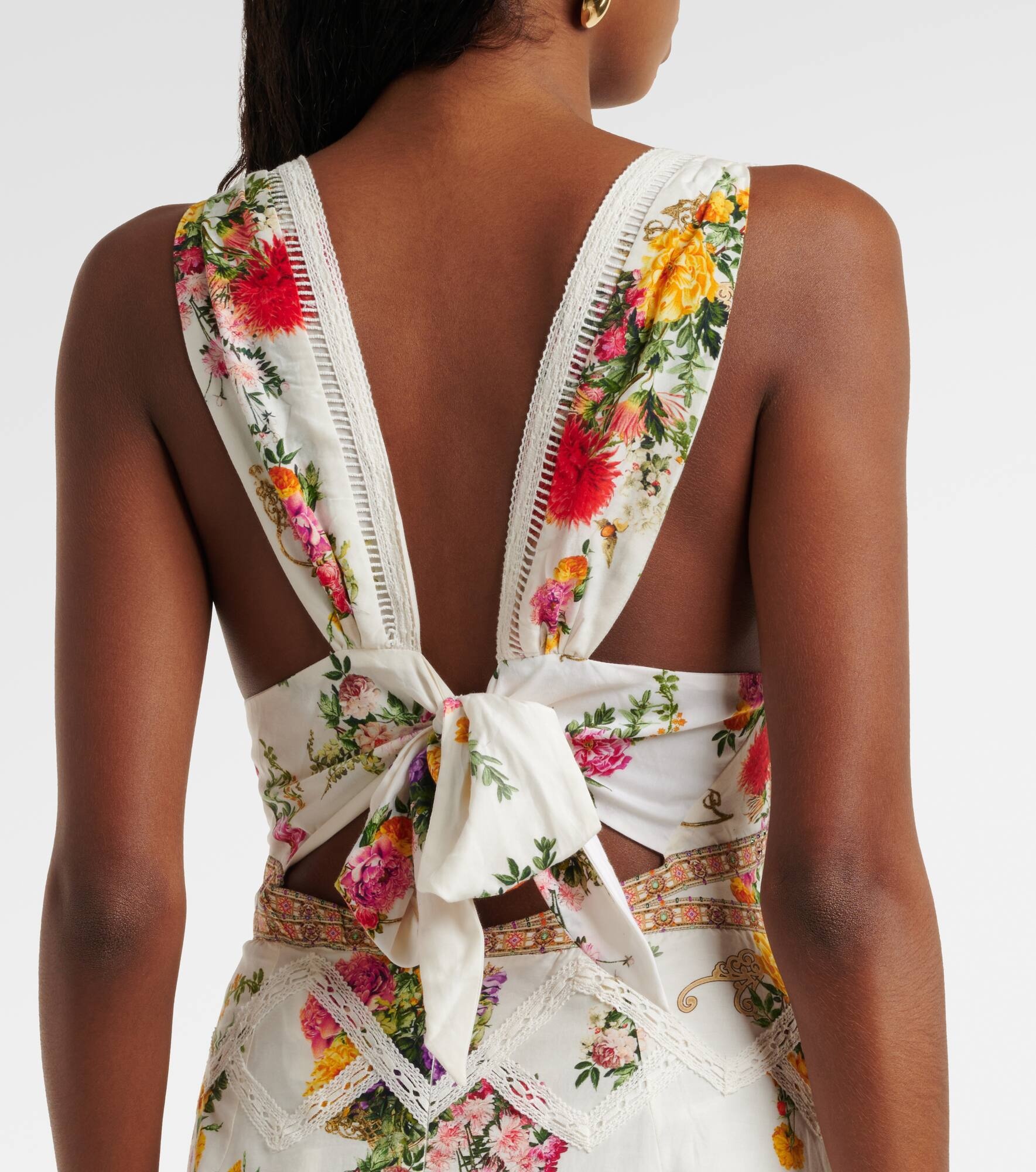 Floral tiered cotton and silk maxi dress - 6