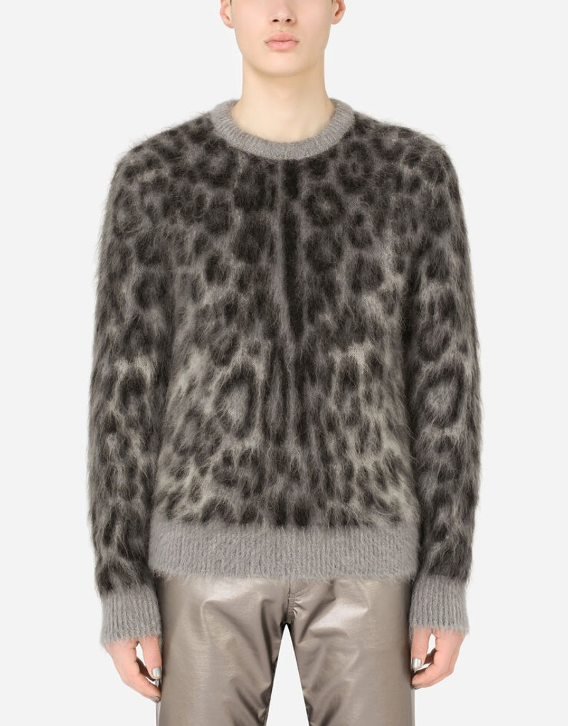 모직/모헤어 jacquard 둥근 목 스웨터 leopard 디자인 2