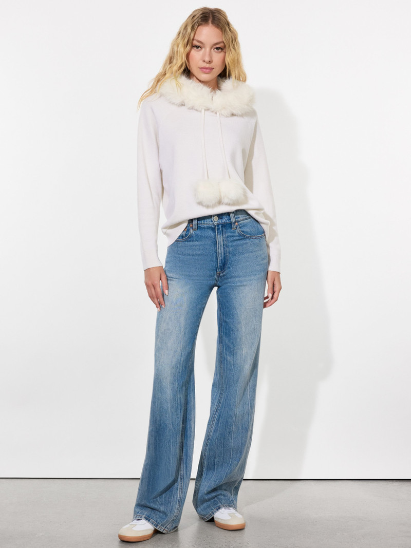 Alice + Olivia OSCAR HOODIE WITH FAUX FUR TRIM outlook