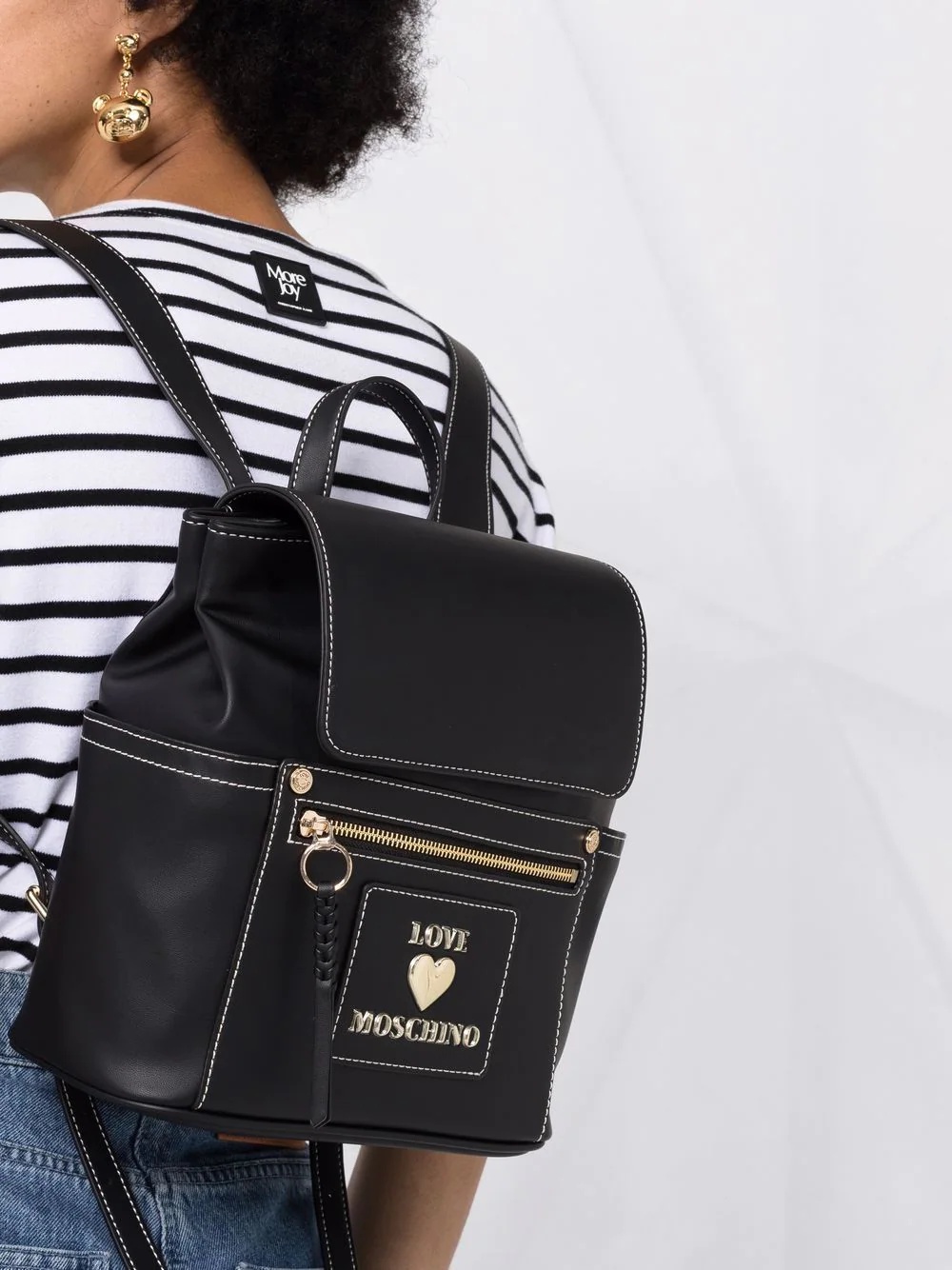 logo-plaque structured backpack - 3