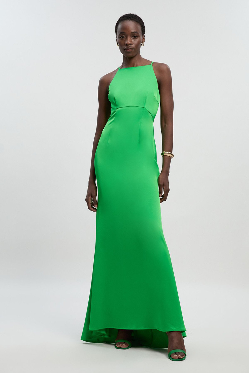 Satin Back Crepe Column Woven Maxi Dress 1