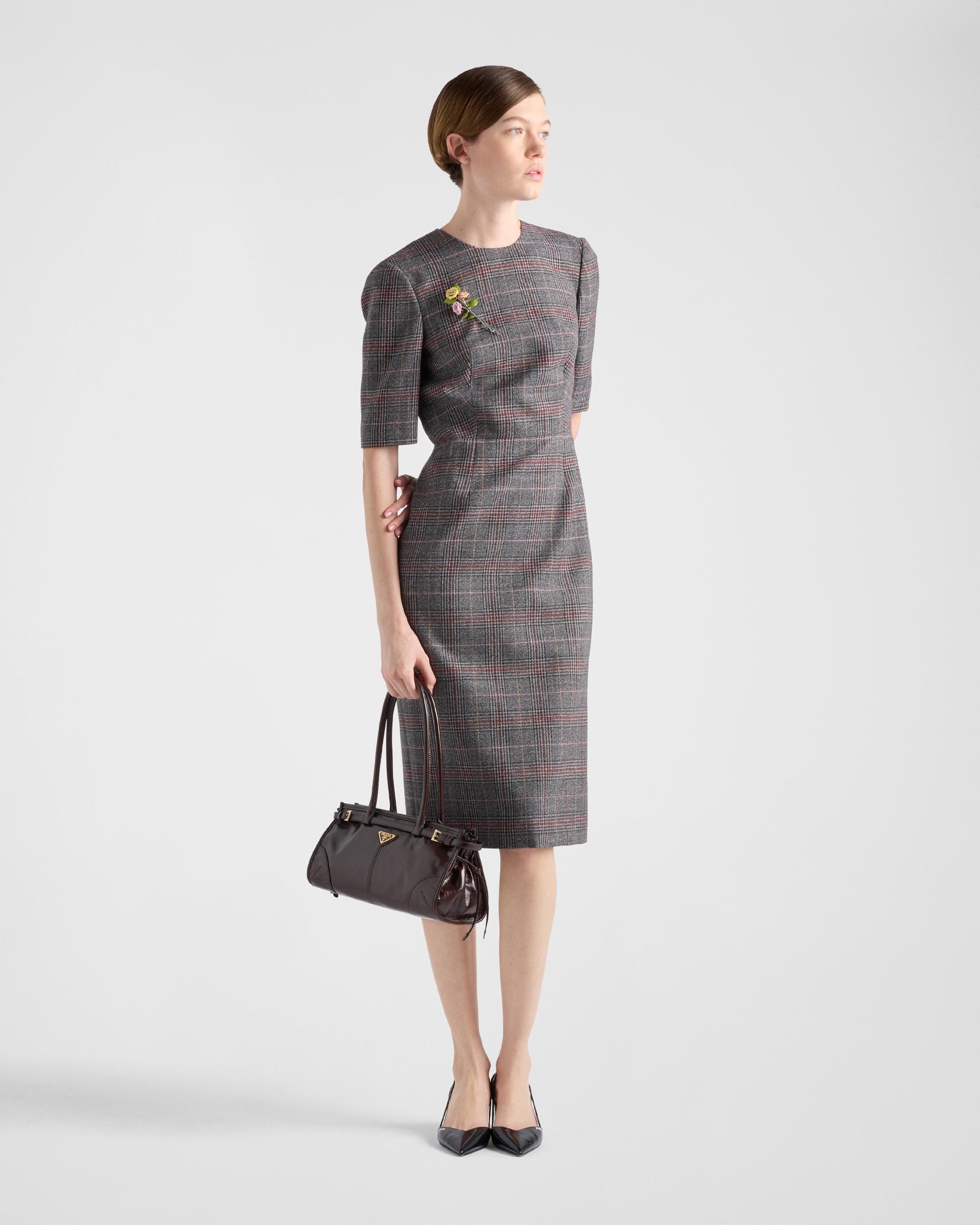 【プラダ・PRADA】Prince-of-Wales checked midi-dress Prada Prince-of-Wales checked midi-dress | REVERSIBLE