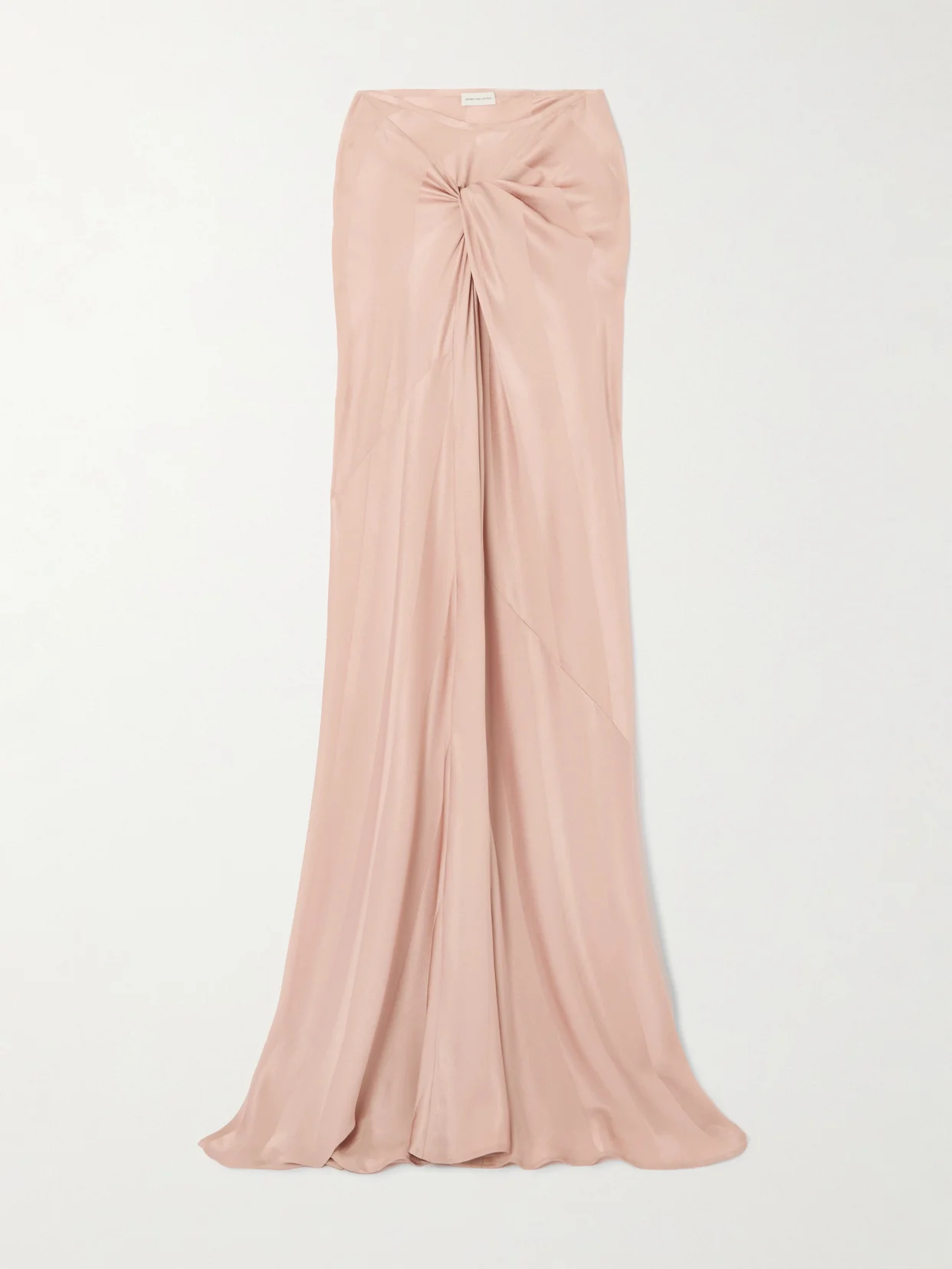 Twist-front Gathered Silk-satin Jacquard Maxi Skirt - 1