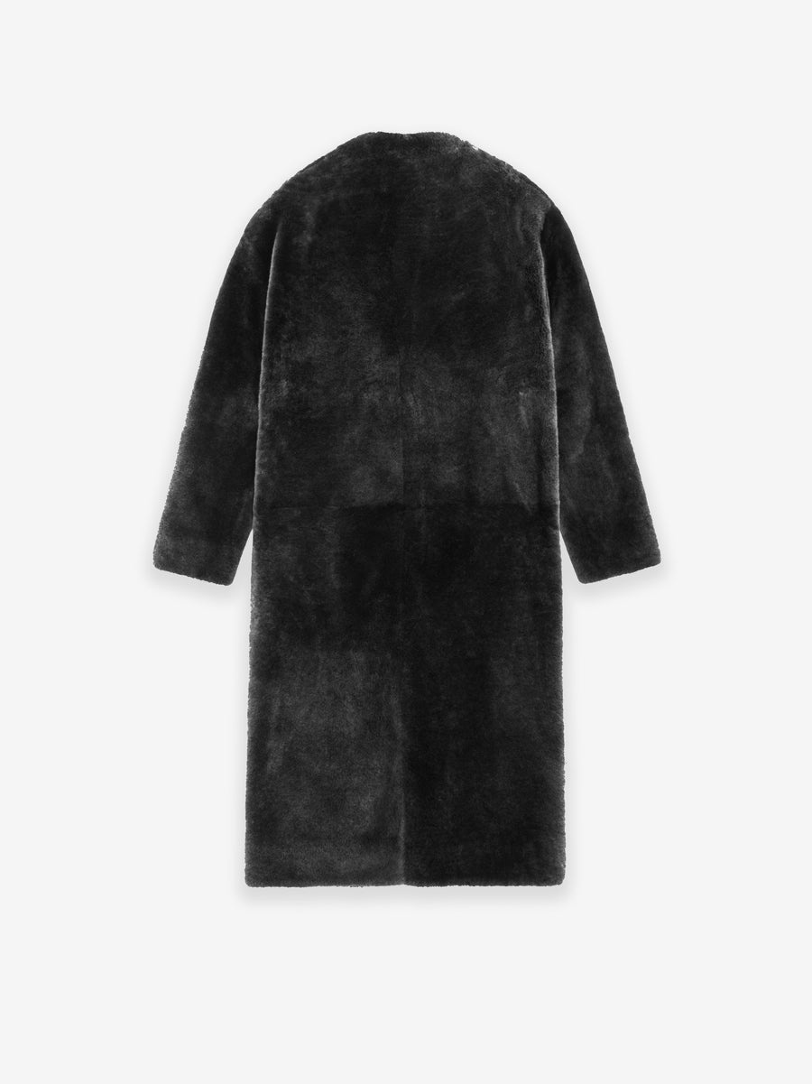 Shearling Lapelless Overcoat - 2