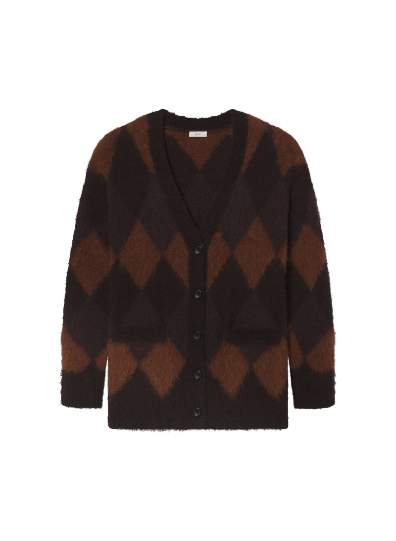 Reid Brushed Alpaca Argyle Cardigan 1