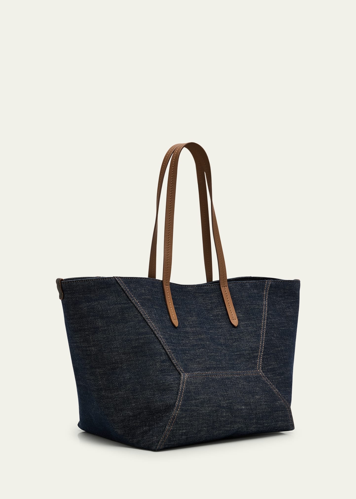 Denim Geometric Tote Bag - 2