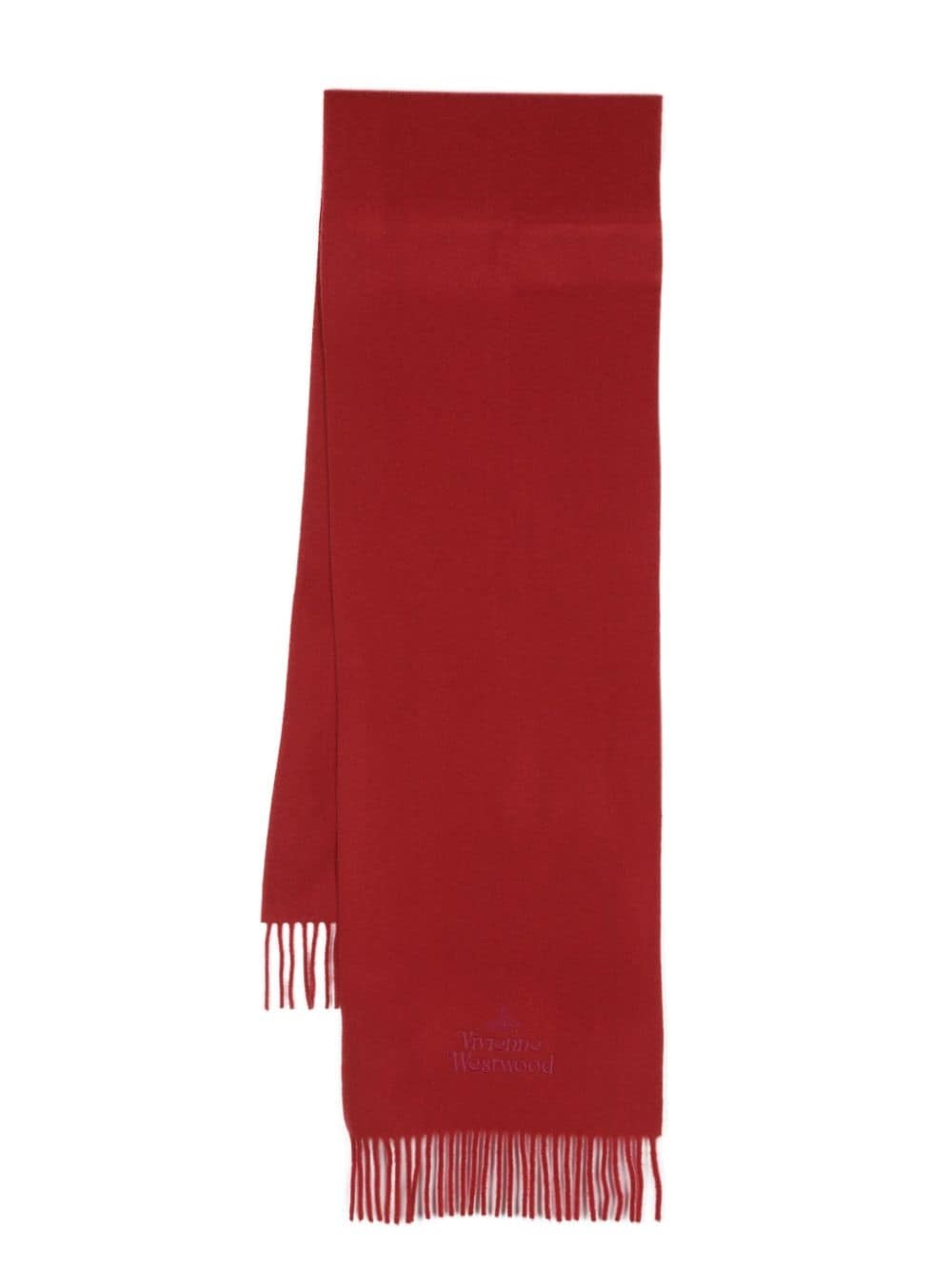 logo-embroidered wool scarf - 1