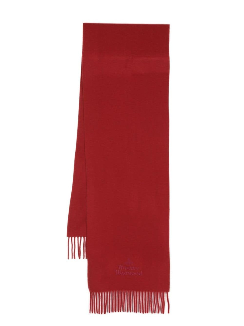logo-embroidered wool scarf 1