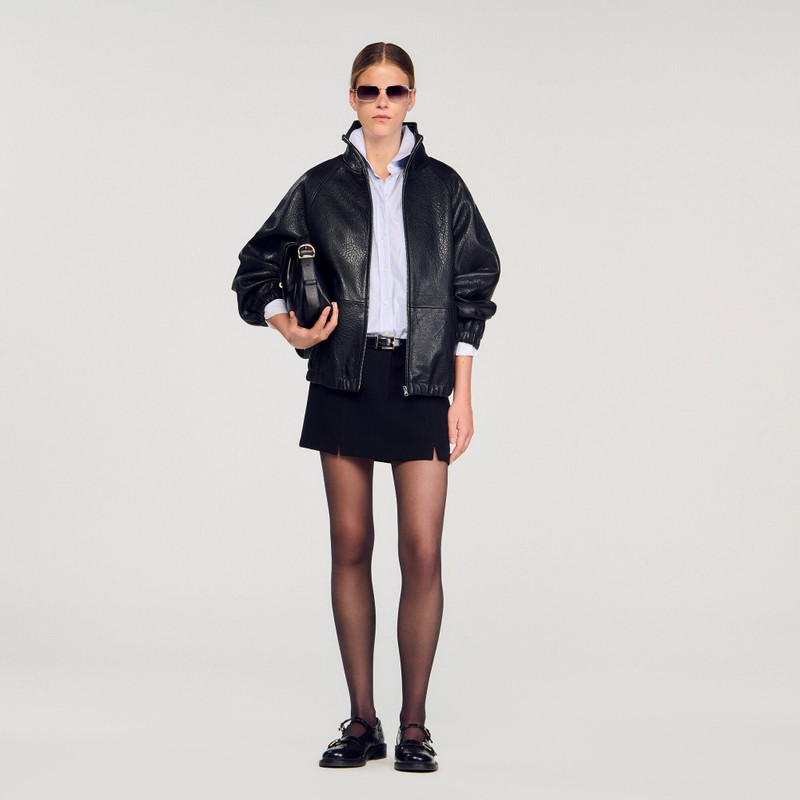 Sandro OVERSIZED LEATHER JACKET outlook