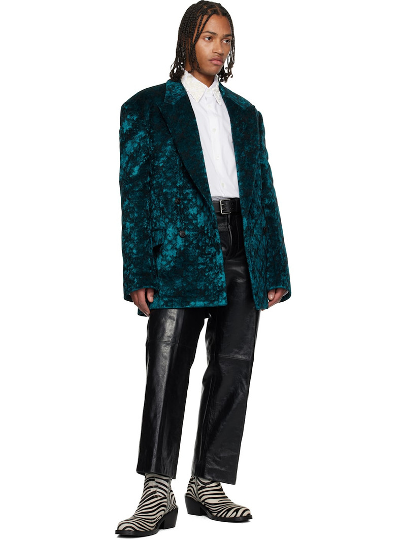 Dries Van Noten Blue & Black Jacquard Blazer outlook