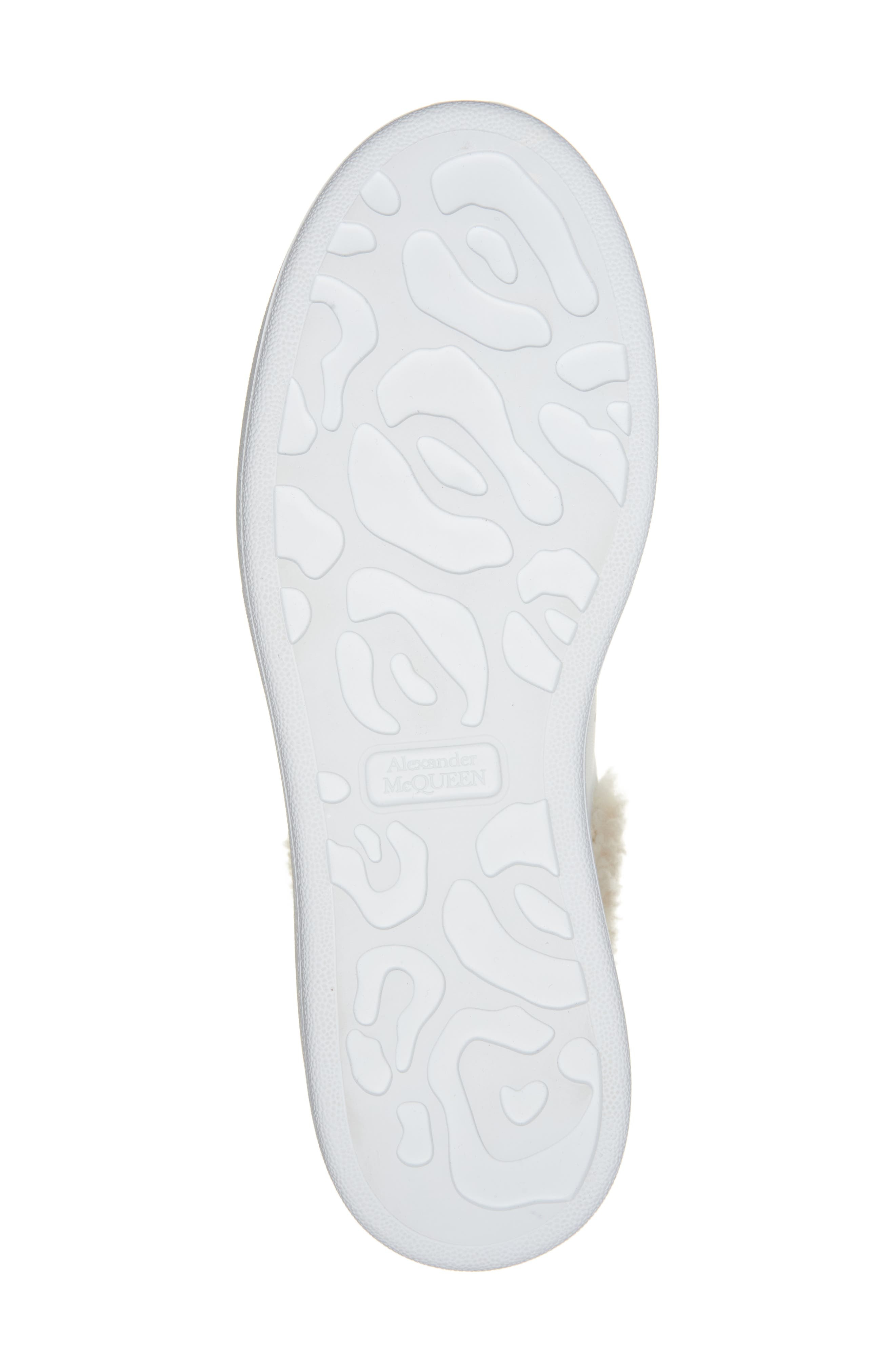 McQueen Oversize Genuine Shearling Trim Sneaker in White/Beige at Nordstrom - 6