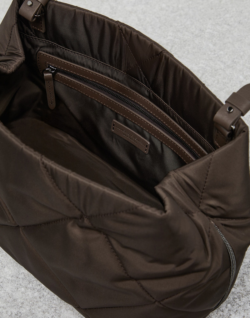 Matelassé nylon bag with shiny trim 5