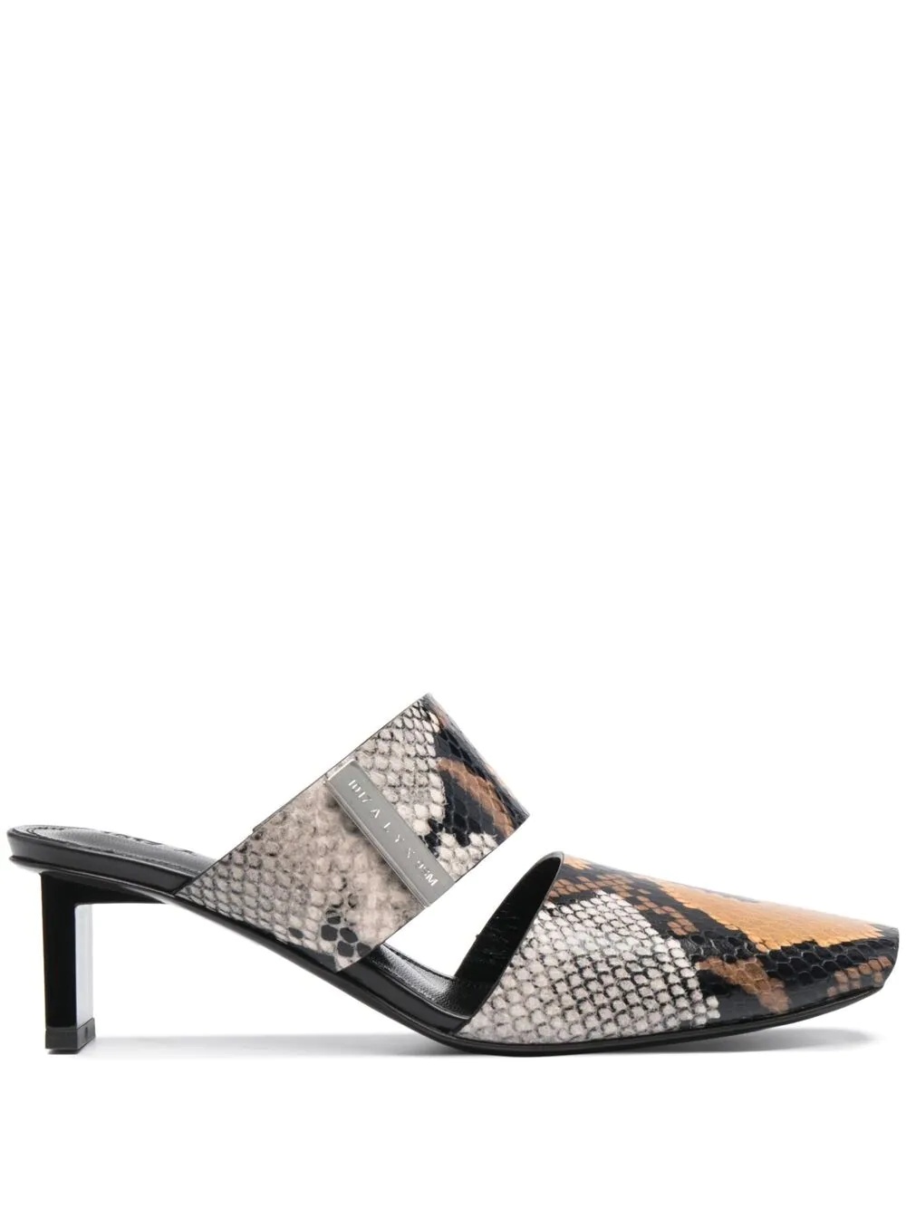 snakeskin print 50mm mules - 1