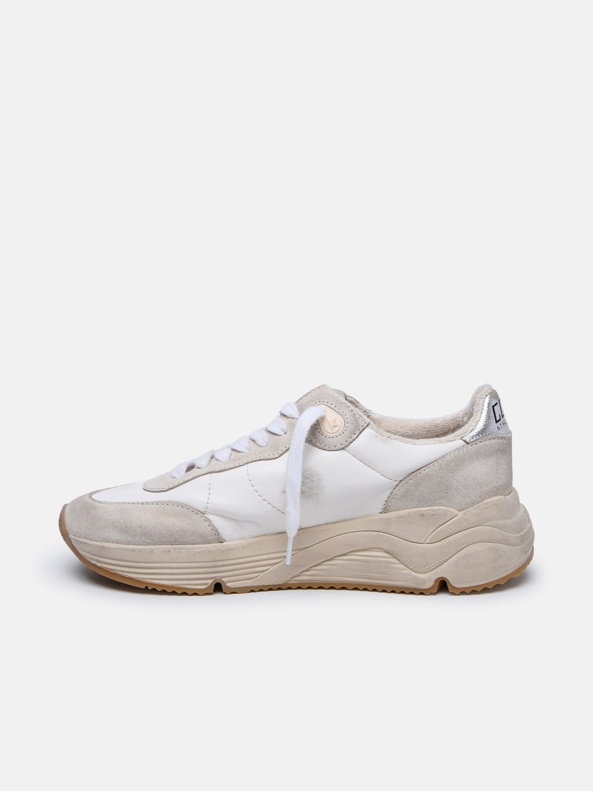 'RUNNING SOLE' WHITE NAPPA LEATHER SNEAKERS - 3