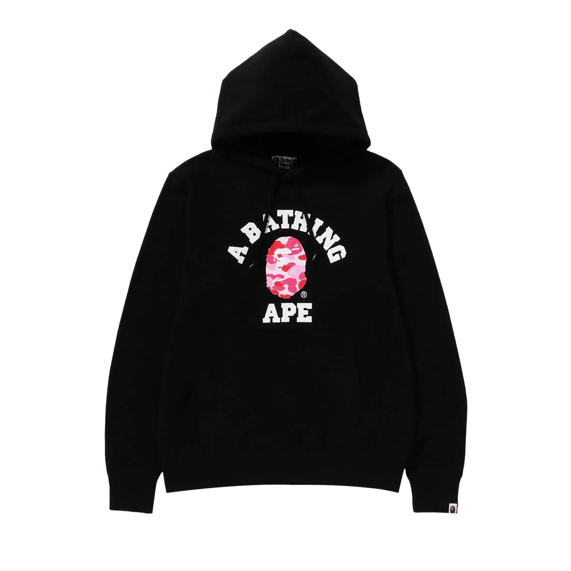 BAPE ABC Camo College Organic Pullover Hoodie 'Black/Pink' - 1