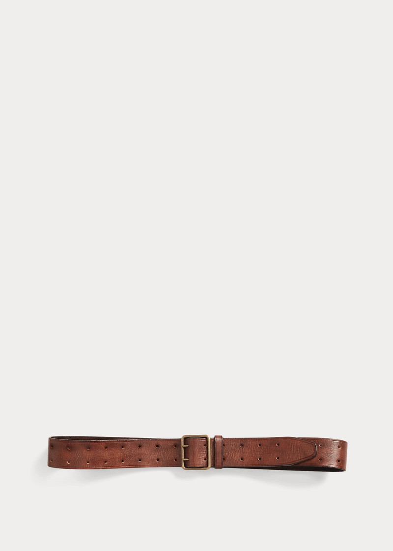 RRL by Ralph Lauren Leather Double-Prong Belt outlook
