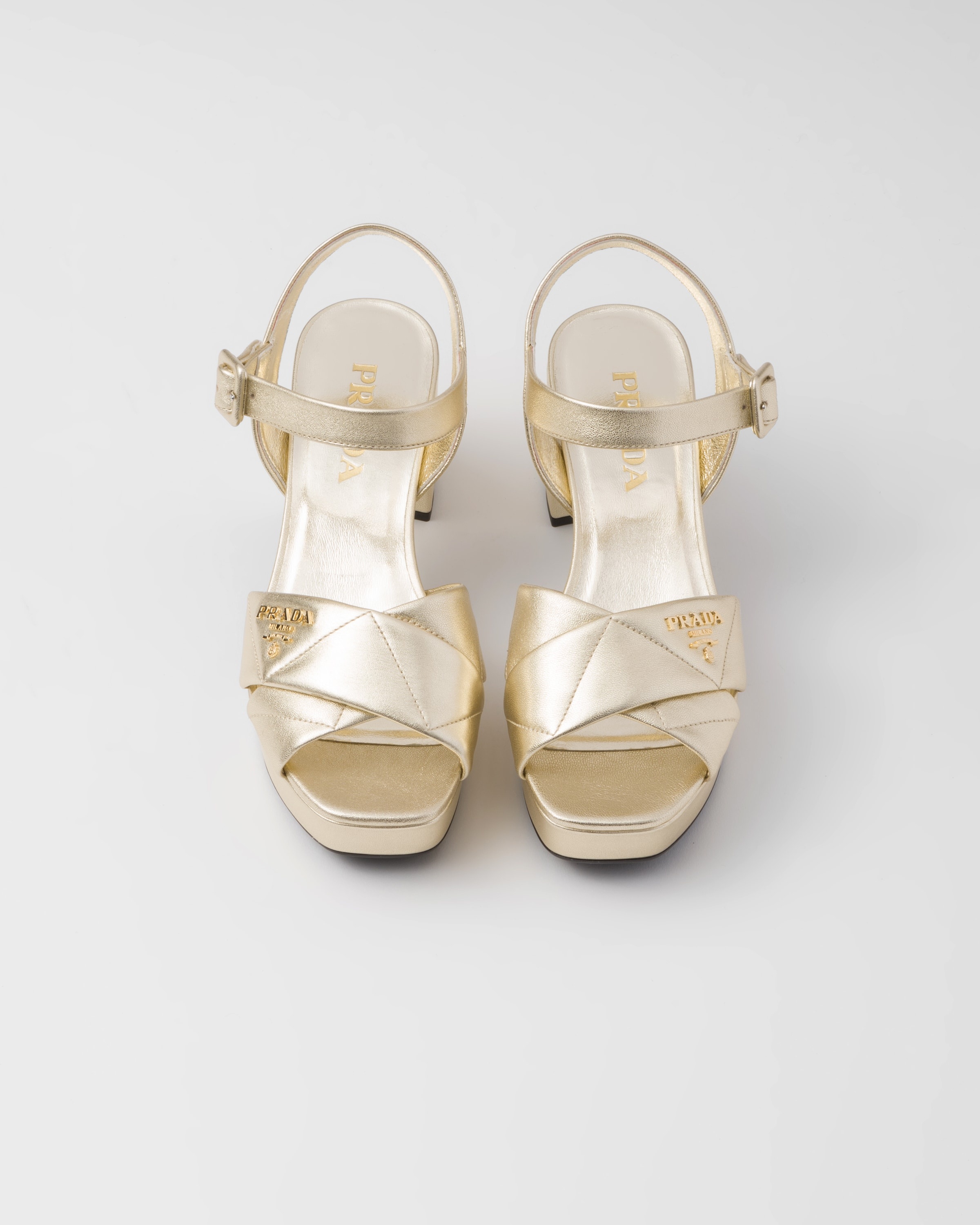 Quilted nappa leather platform sandals - 3