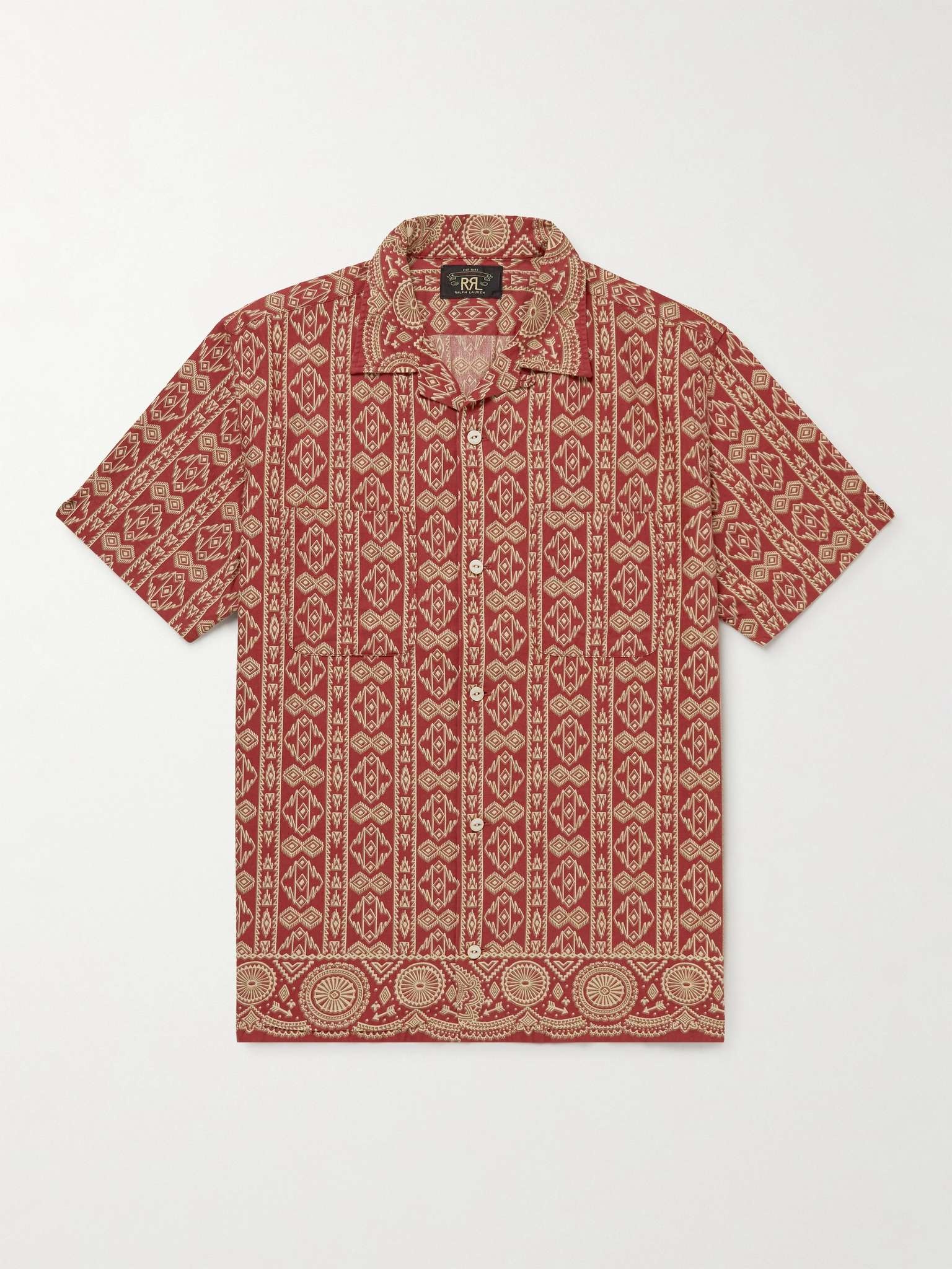 Convertible-Collar Printed Cotton and Linen-Blend Shirt - 1