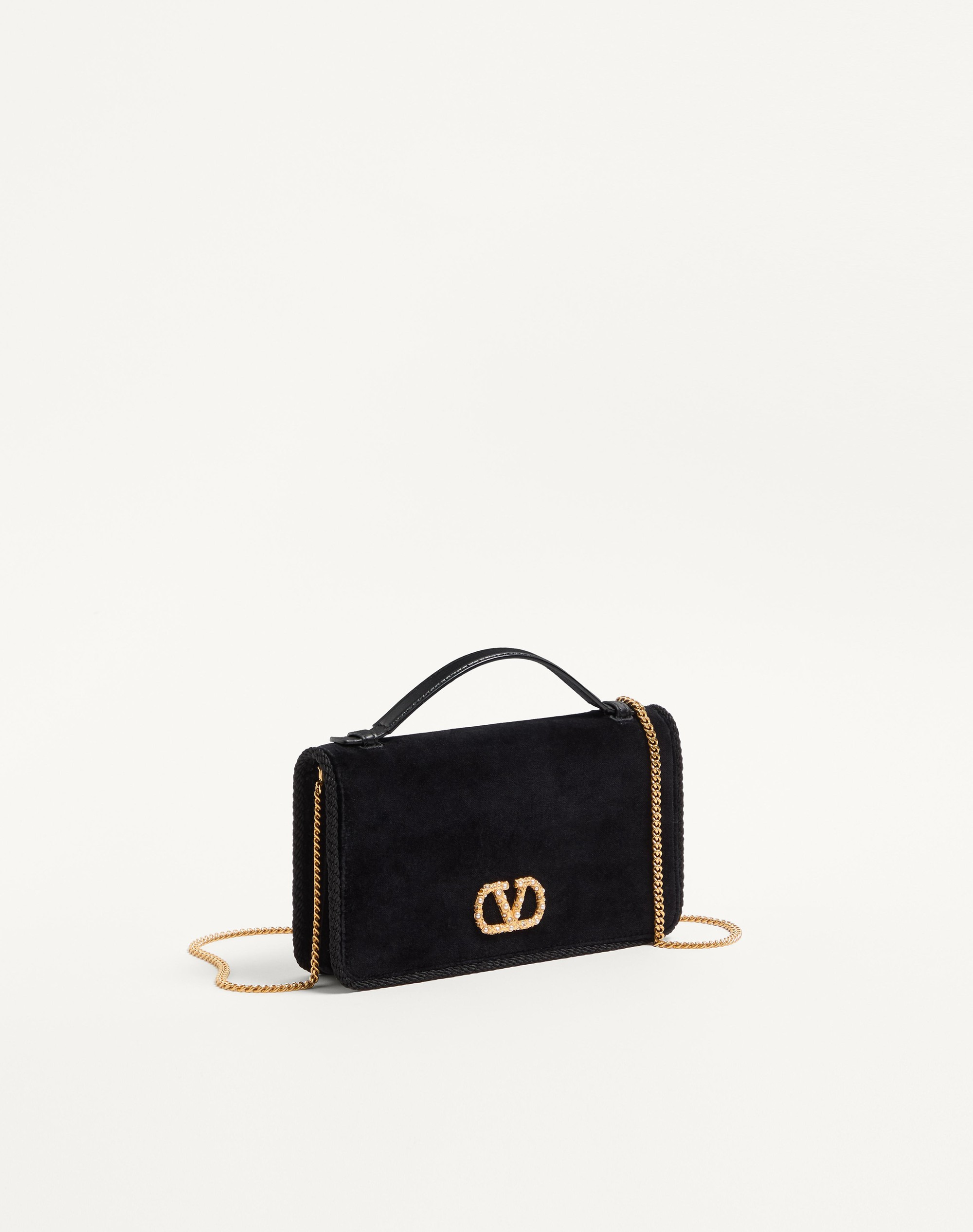 VLOGO SIGNATURE VELVET CHAIN WALLET WITH JEWEL LOGO - 3