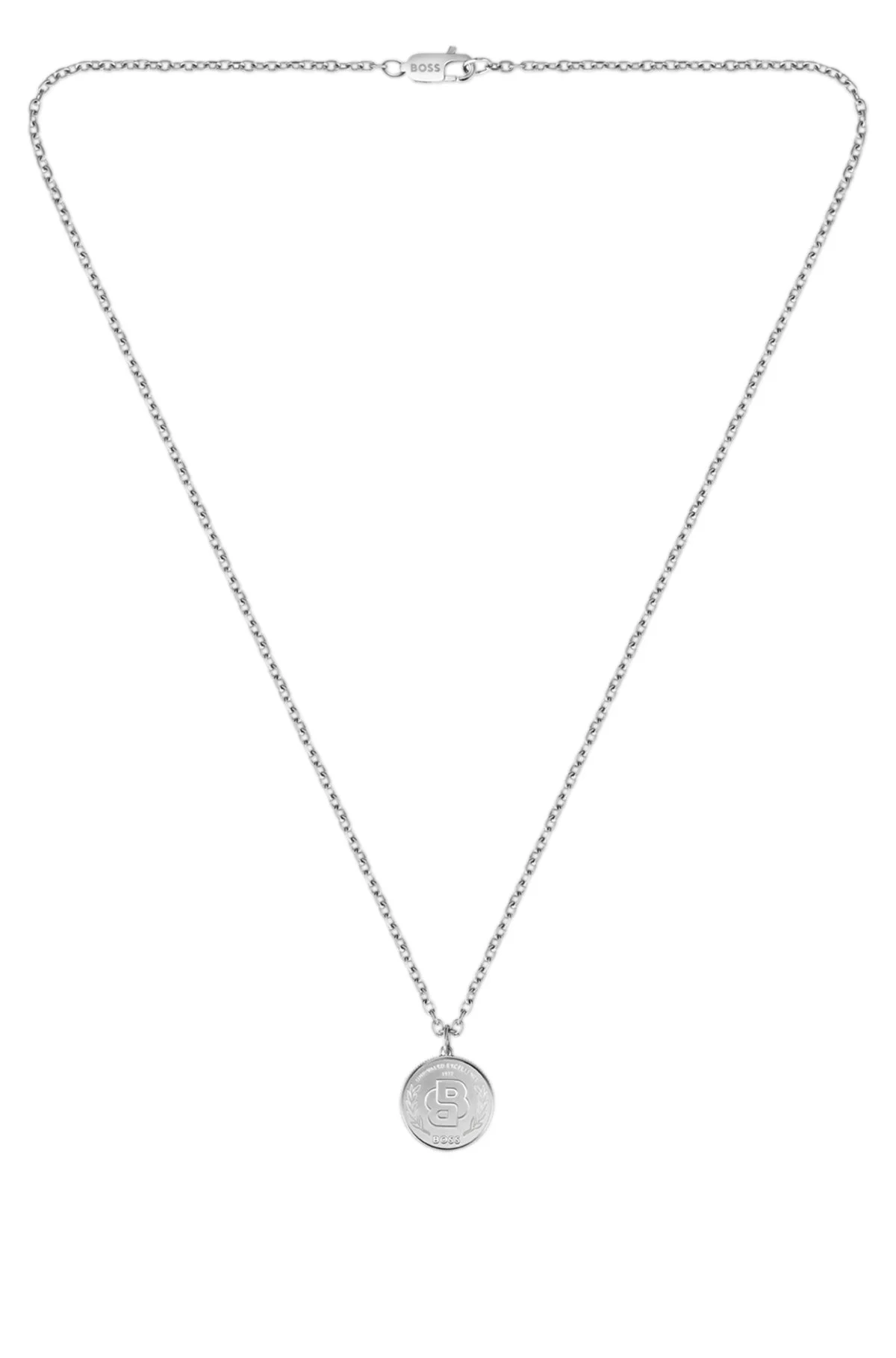 SILVER-TONE NECKLACE WITH DOUBLE B MONOGRAM MEDALLION - 1