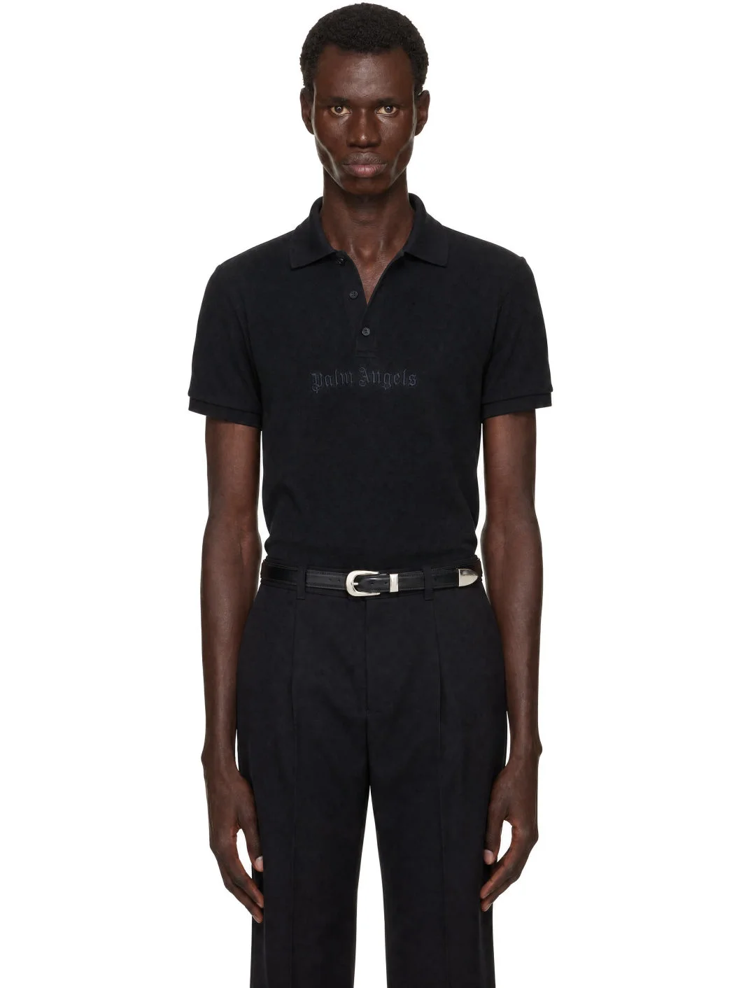 Black Logo Spray Regular Polo - 1