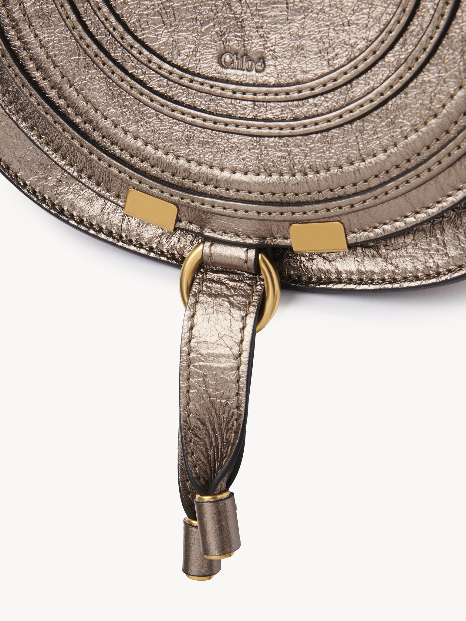 SMALL MARCIE SADDLE BAG IN METALLIZED LEATHER - 6