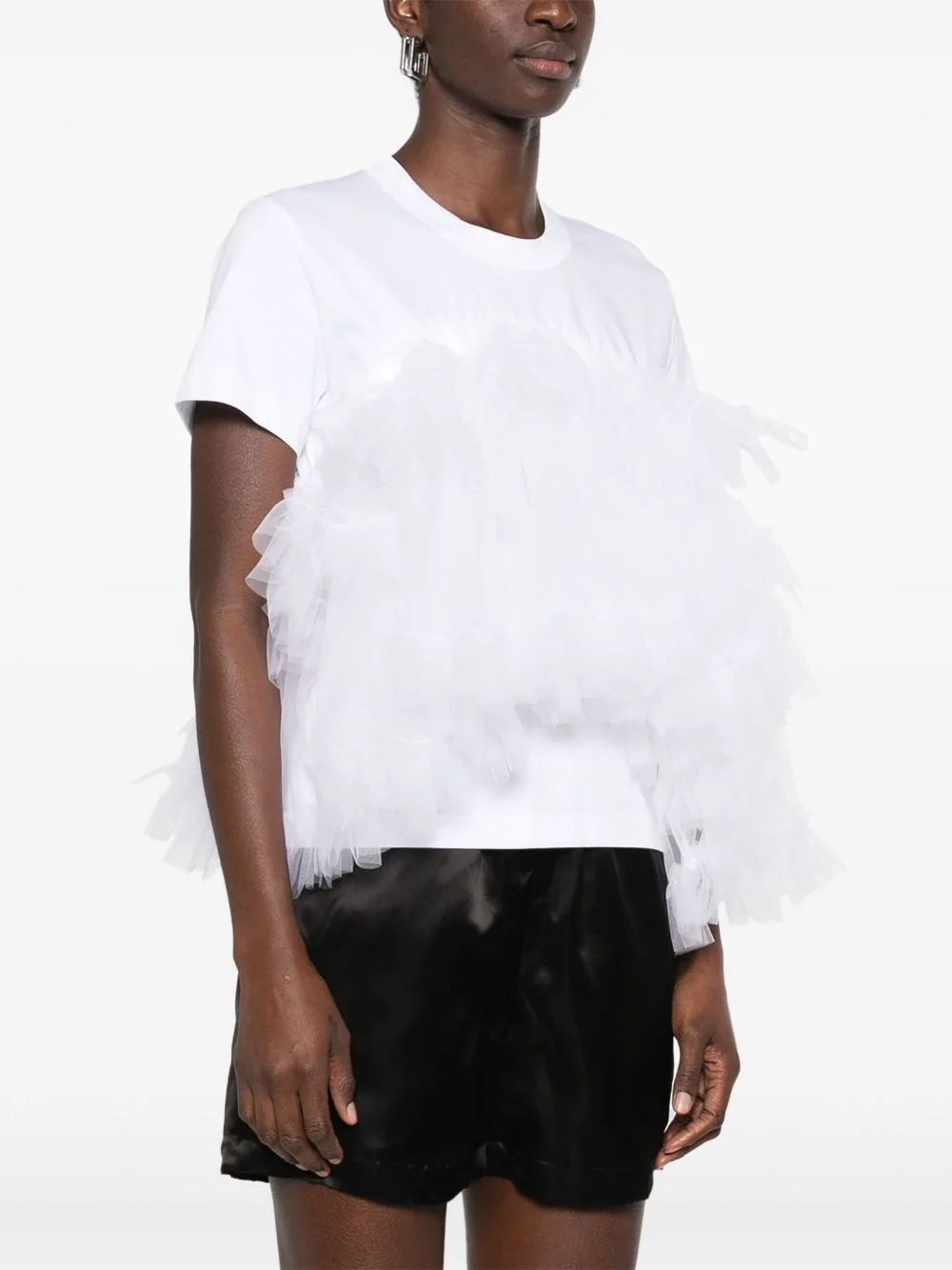 noir kei ninomiya フリル付きTシャツ M ホワイト Noir Kei Ninomiya チュールスリーブ Tシャツ | ホワイト | FARFETCH JP