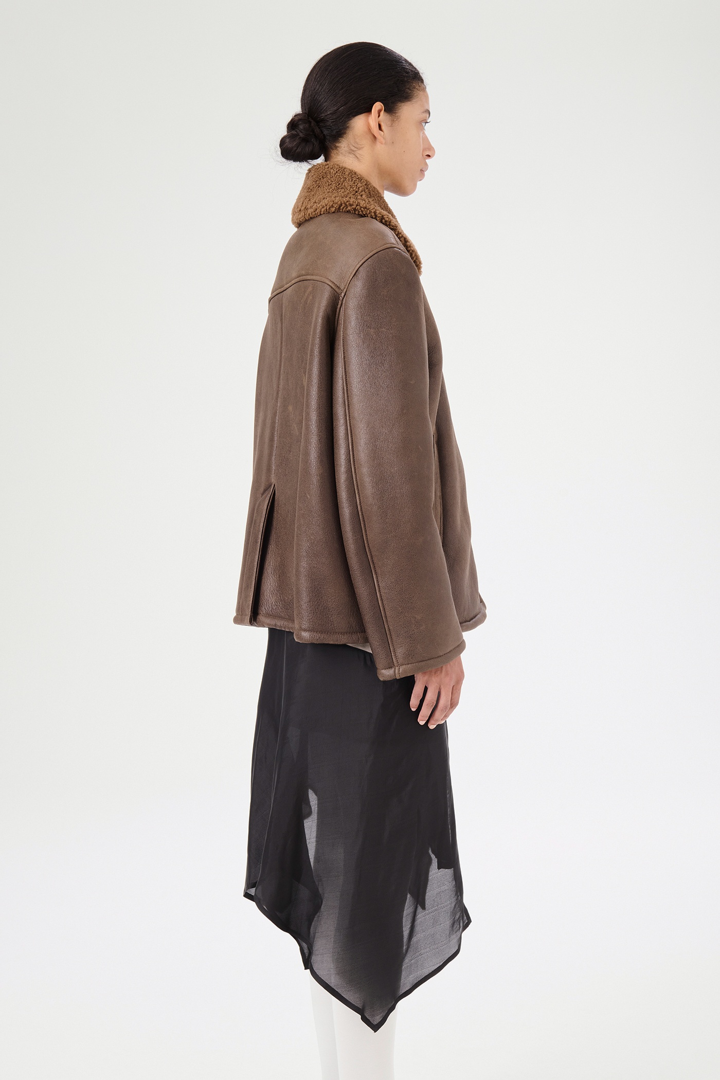 Alaska Jacket Rustic Grain Brown Shearling - 5