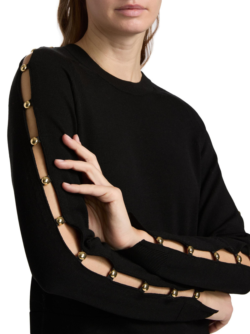 Women's Declan Studded Wool Top - Black 6