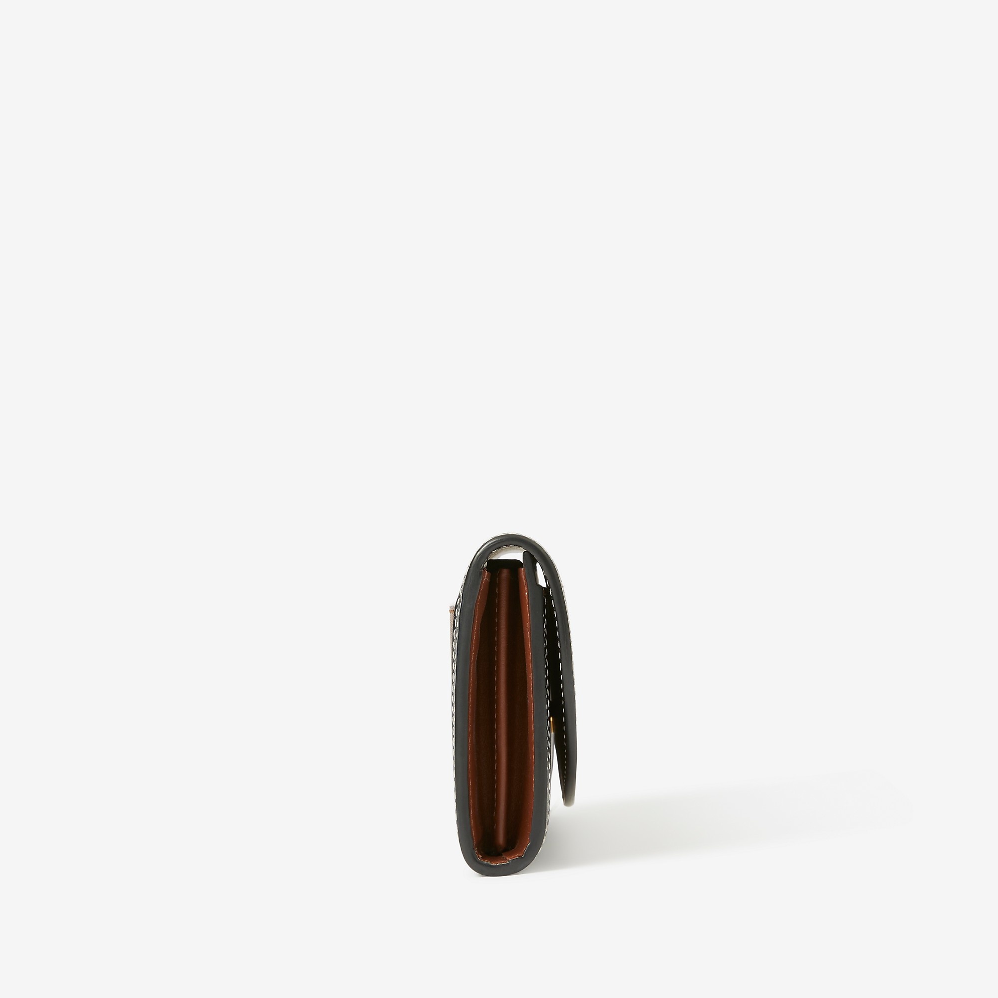 Check and Leather Continental Wallet - 4