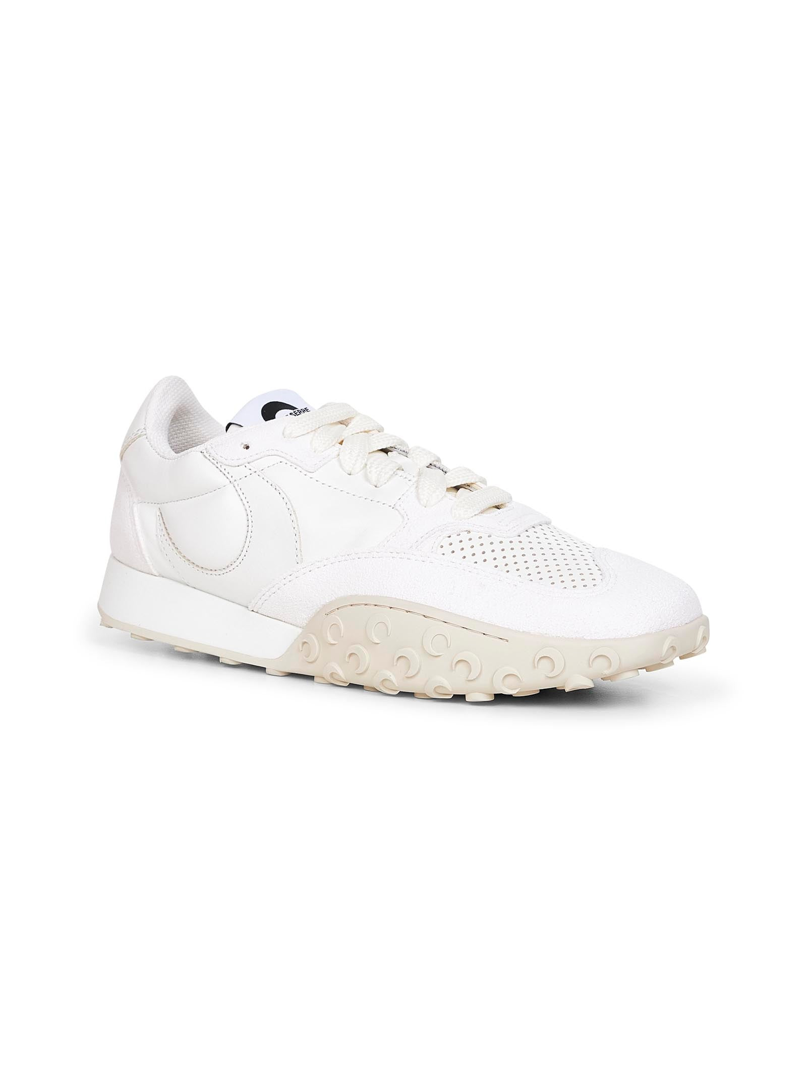 Marine Serre Women White Nappa And Suede Ms Rise Sneakers - 2
