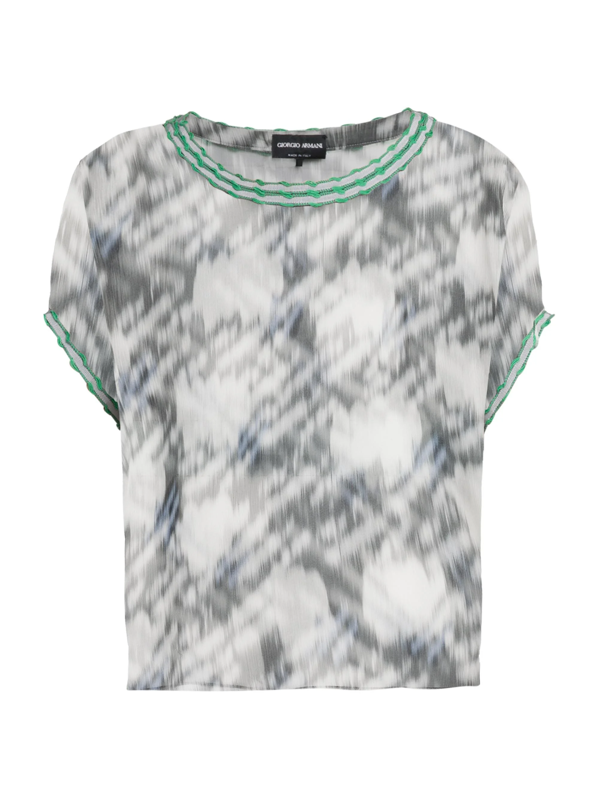 Women's Printed Sheer Chiffon Top - Black - 1