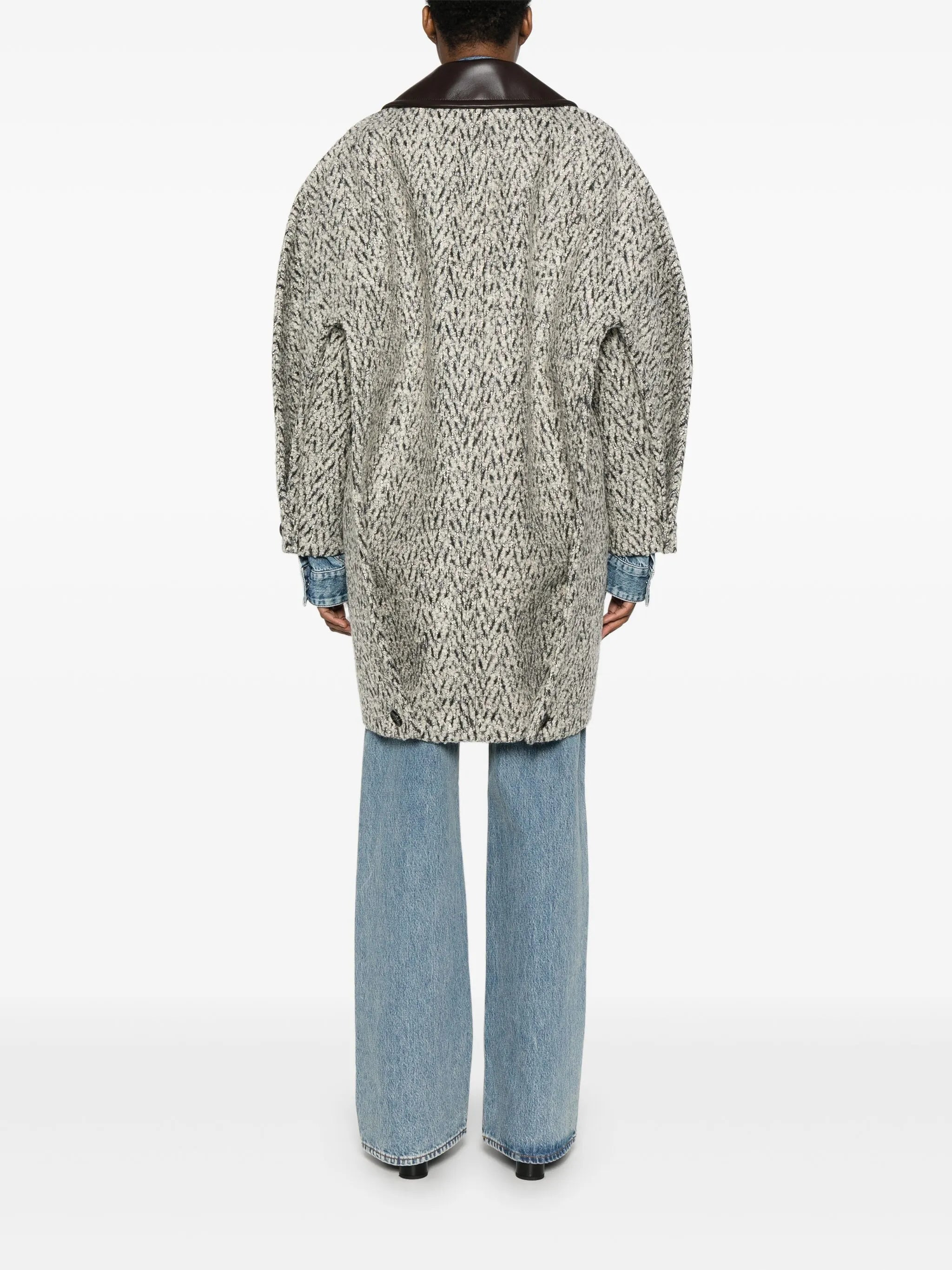 chevron-pattern coat - 4