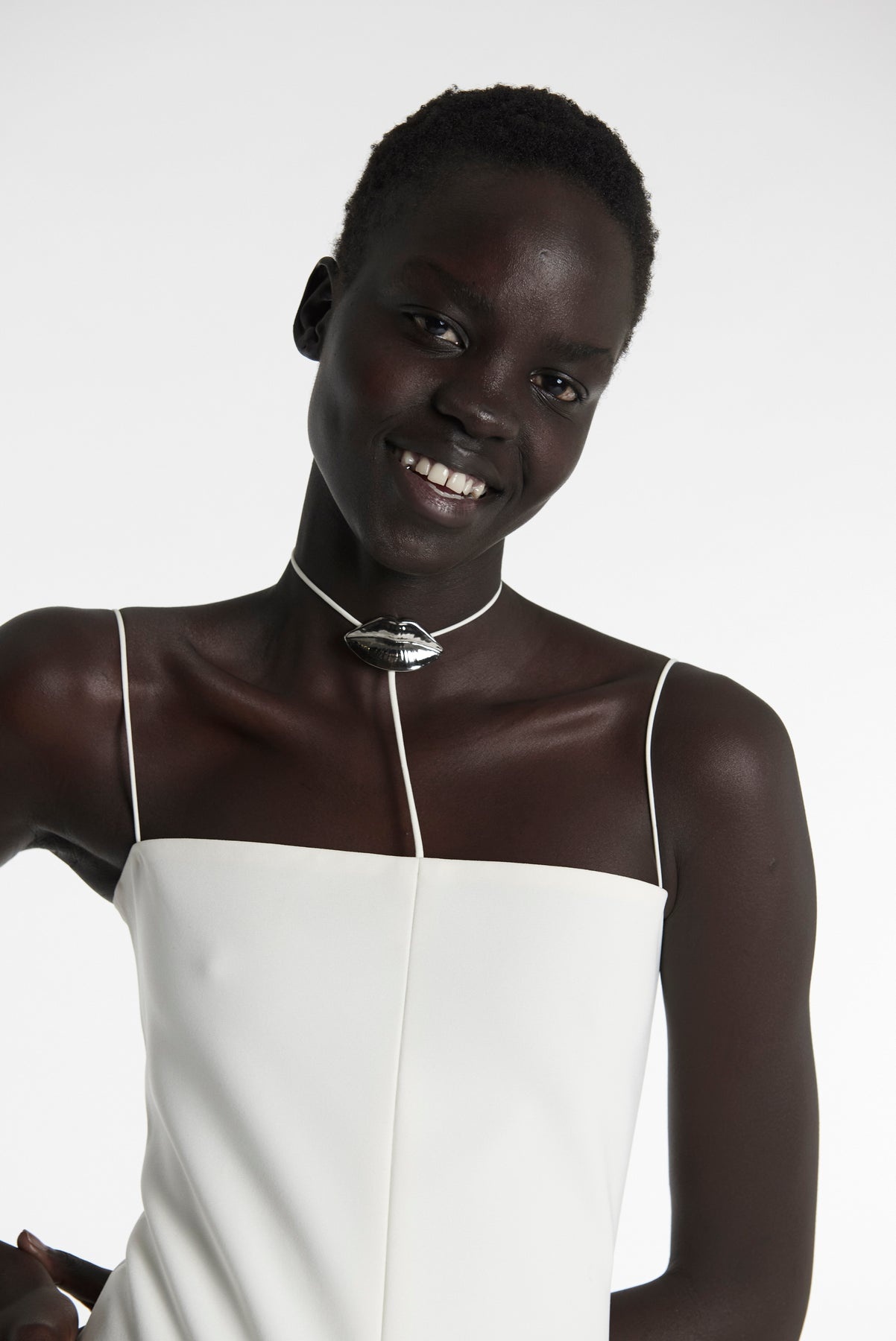 FULL LENGTH LIP CHOKER DRESS IVORY - 6
