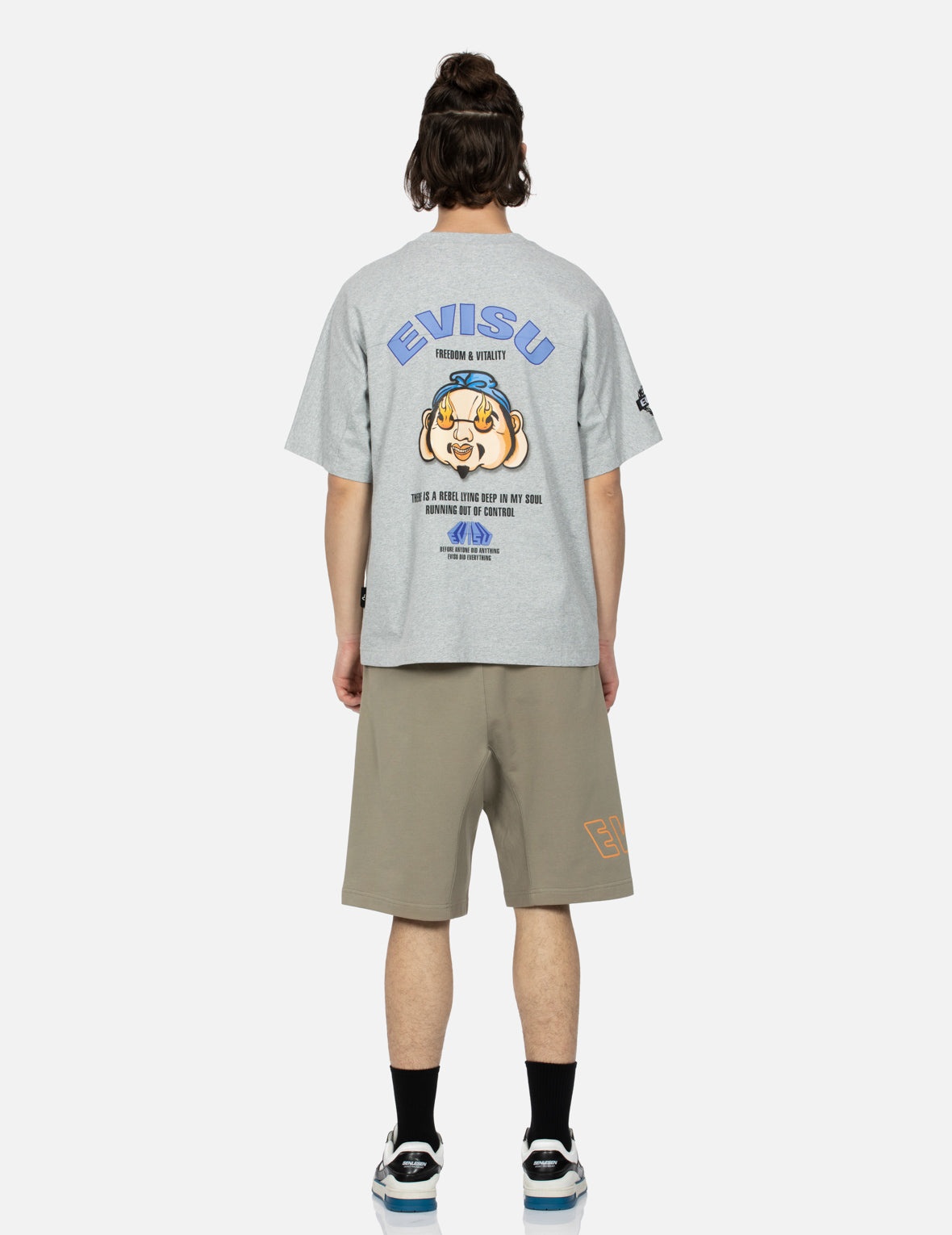 Logo Print and Kamon Embroidery Sweat Shorts - 6